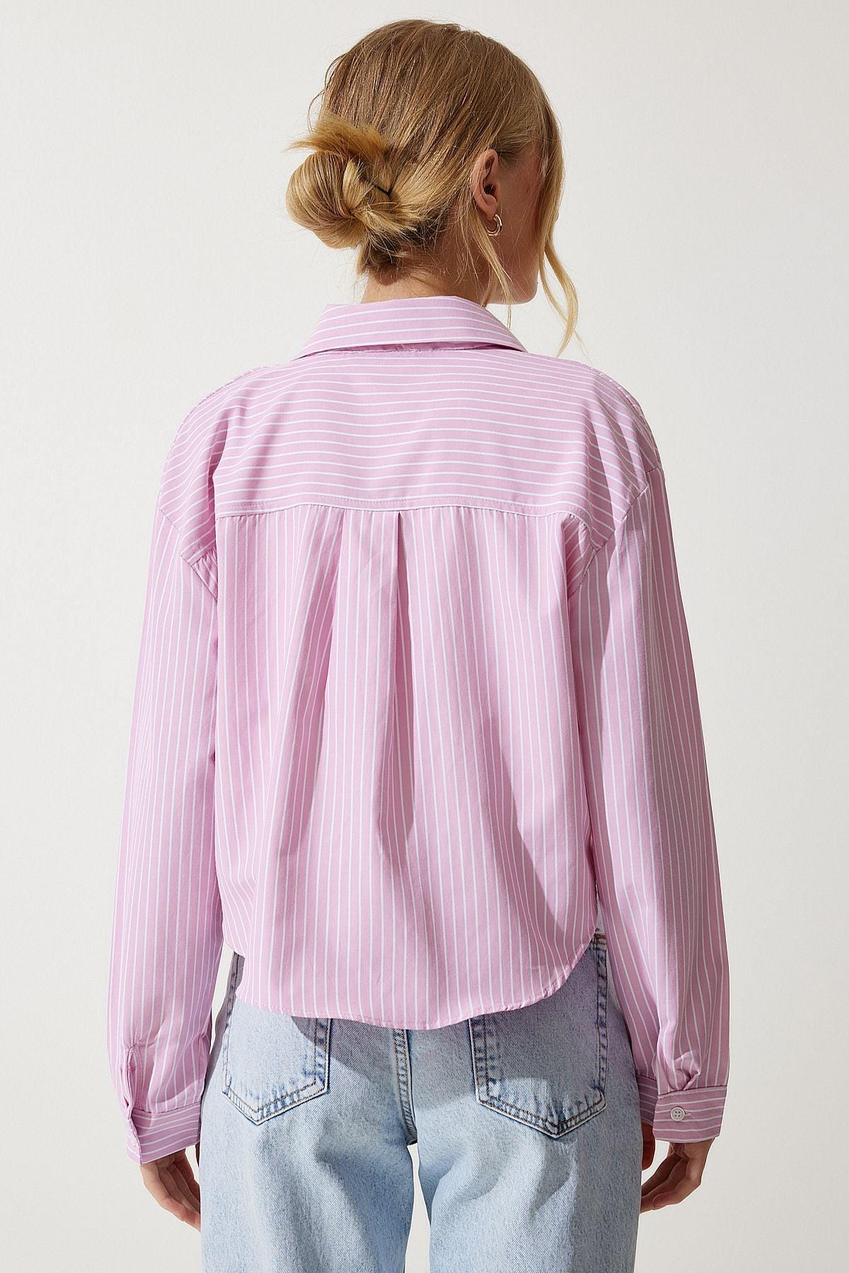 Female Pink Blouse Detail Crop Shirt RG00022