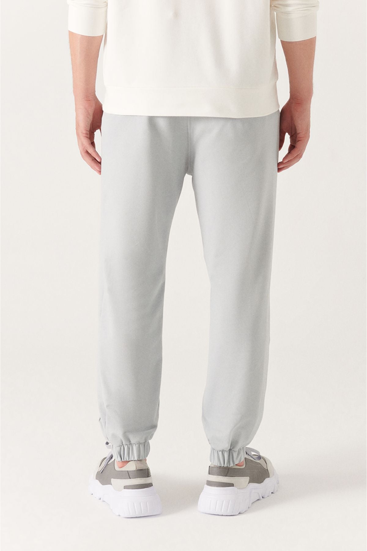 Men's Gray Waist Lacıklı Side Pocket Paçası 2 -IP Cotton Tracksuit Six E003403