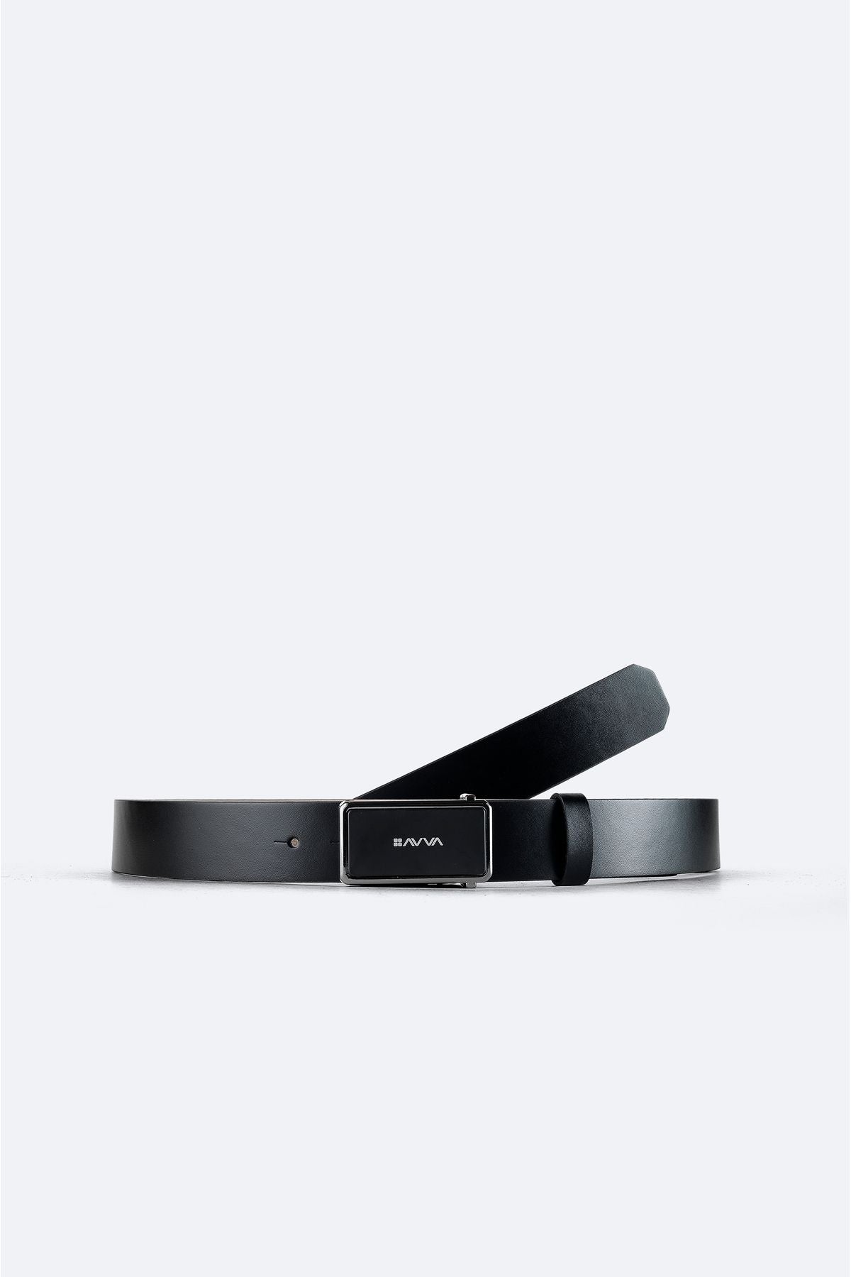 Men's black 100 %leather belt A41y9323