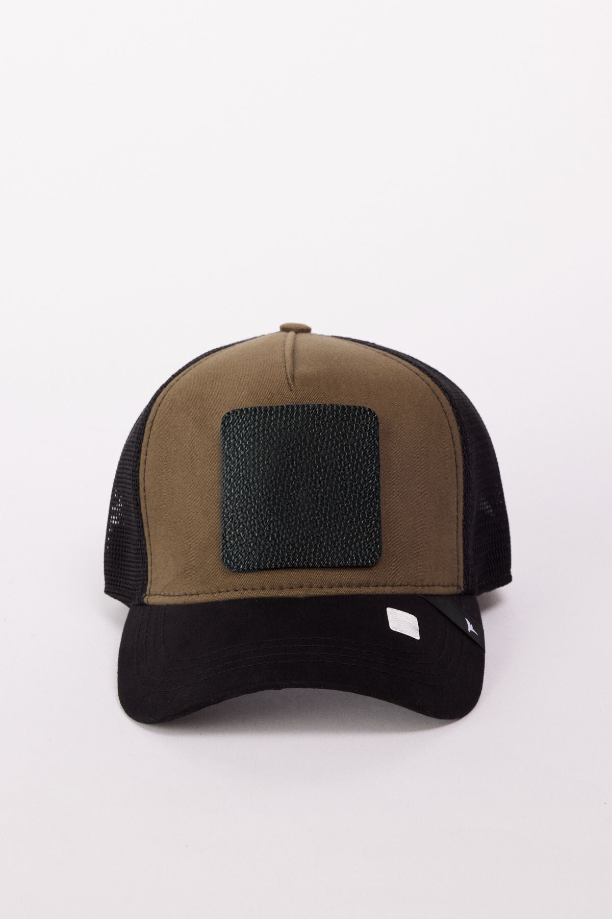 Men's Black-Bej 100 %Cotton Changeable Sticker Hat with Color Bloc