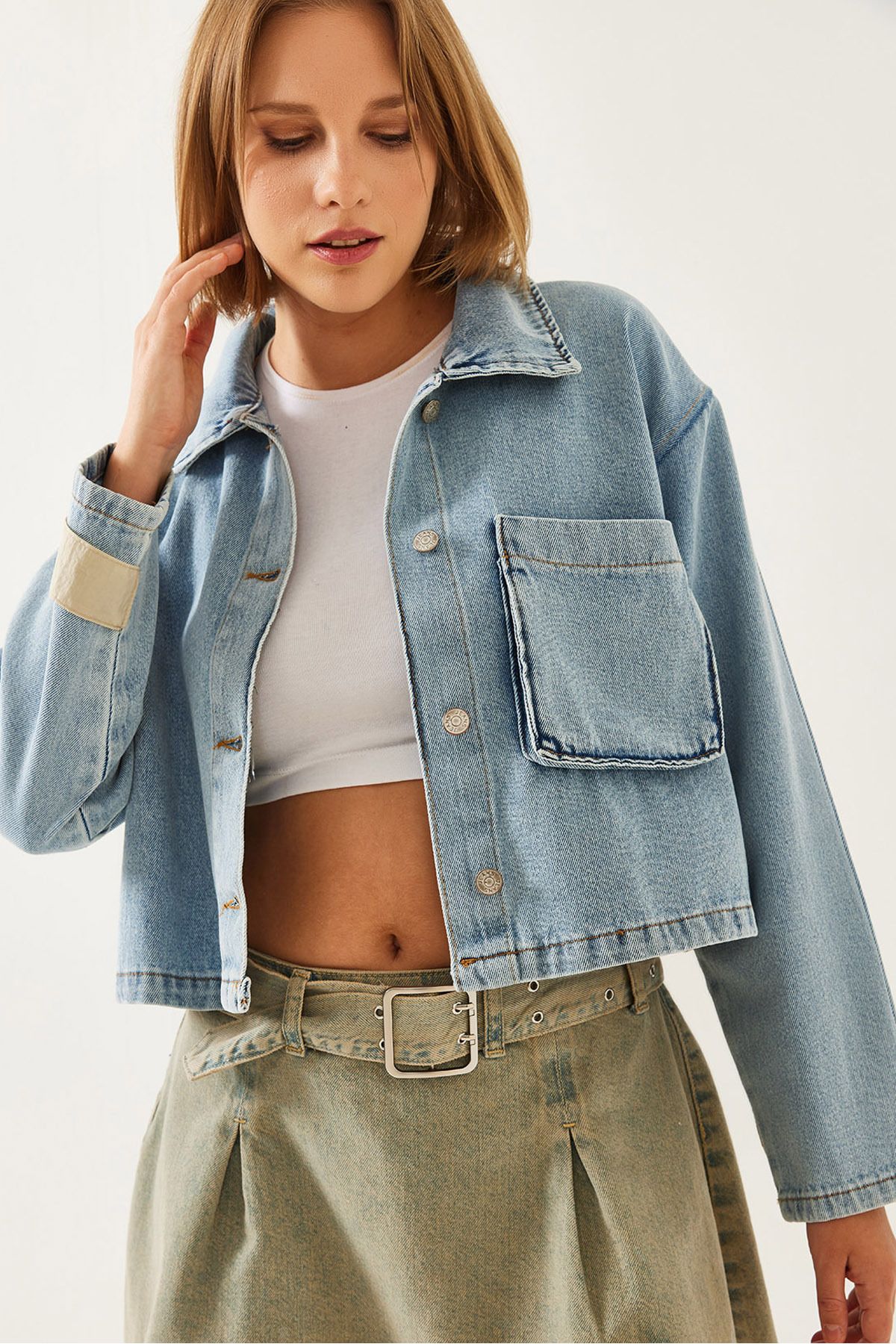 WOMEN'S PARASUK GARN Crop denim jacket 2439 60351167