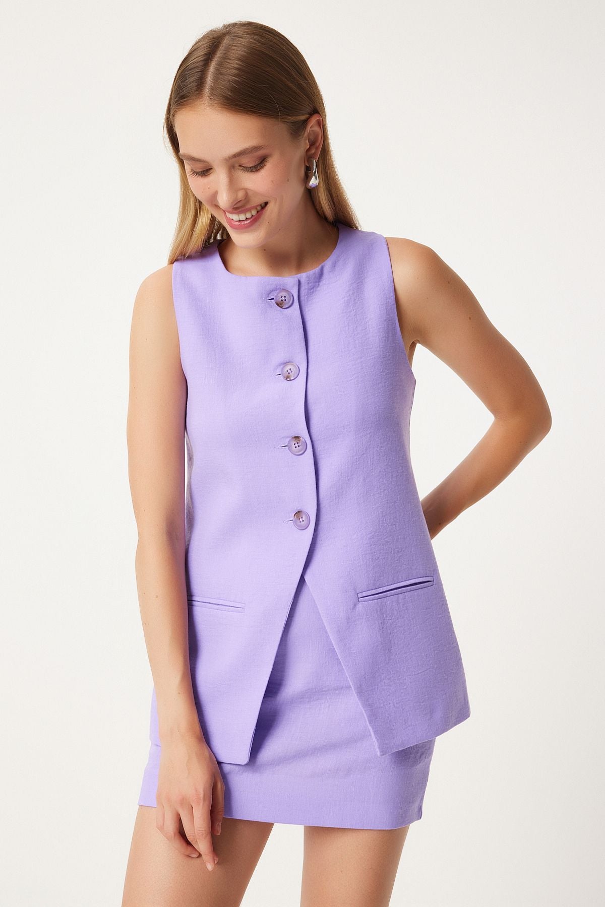 Woman Lilac Mini Woven Skirt FN03240