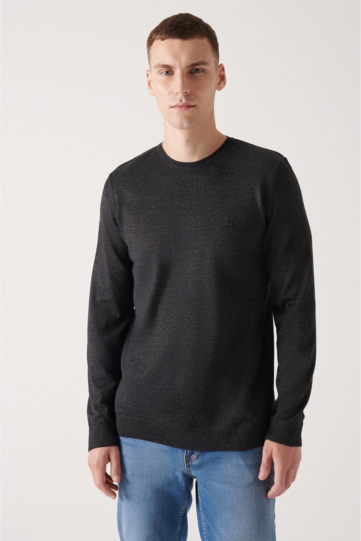 Men's anthracit bike collar woolen Basic knitwear sweater A22y5110