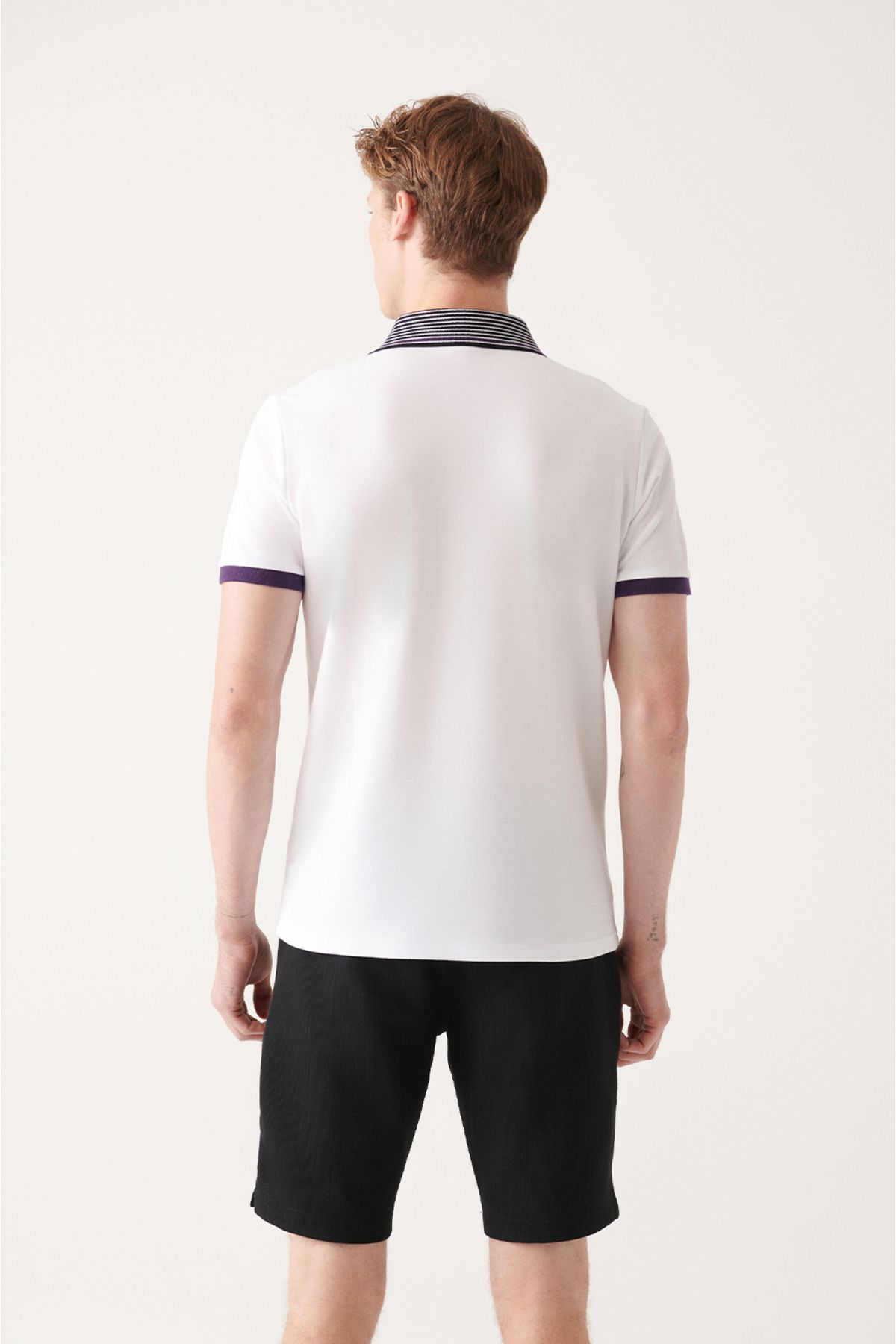 Men's White 100 %Cotton Polo Yaka T-shirt A31y1166