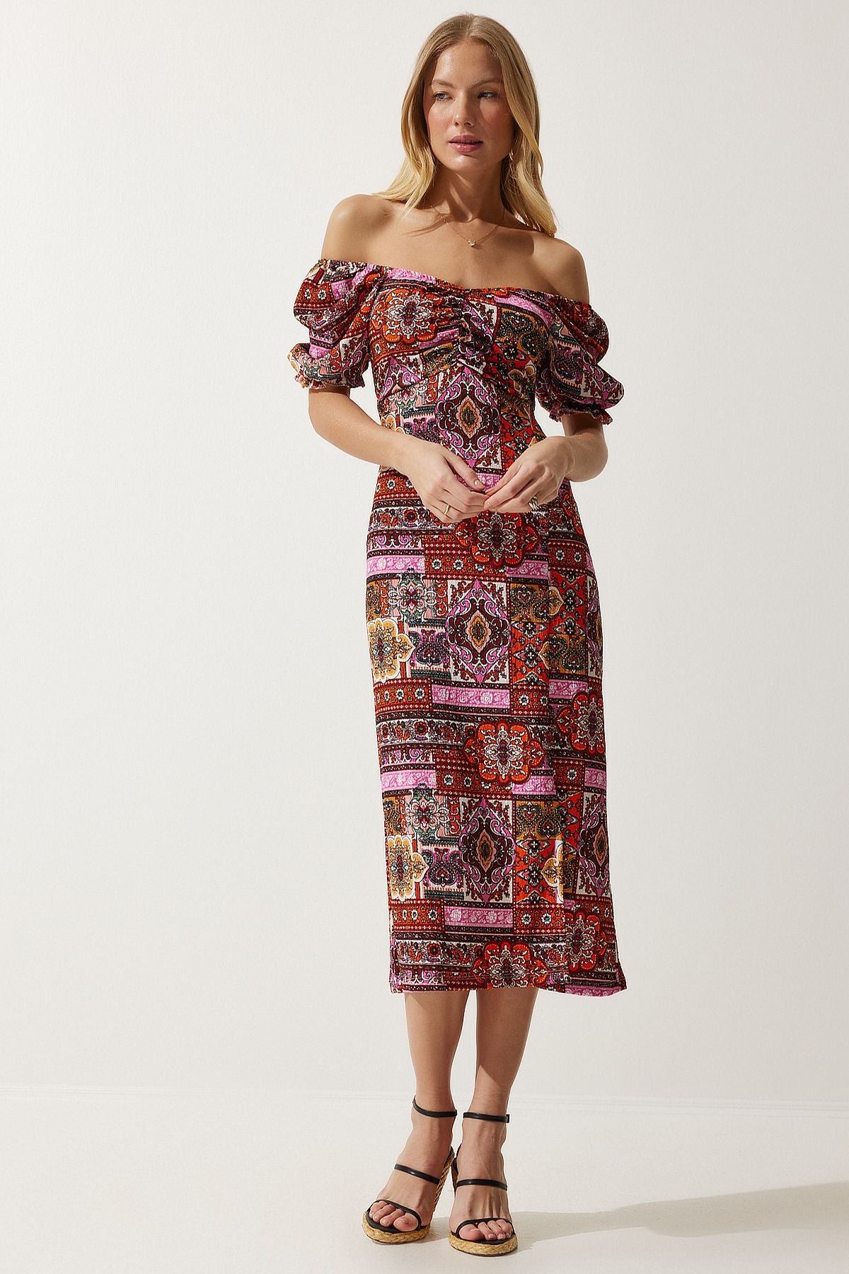 Women's Tile Elastic Carmen Capina Summer Dress MC00172