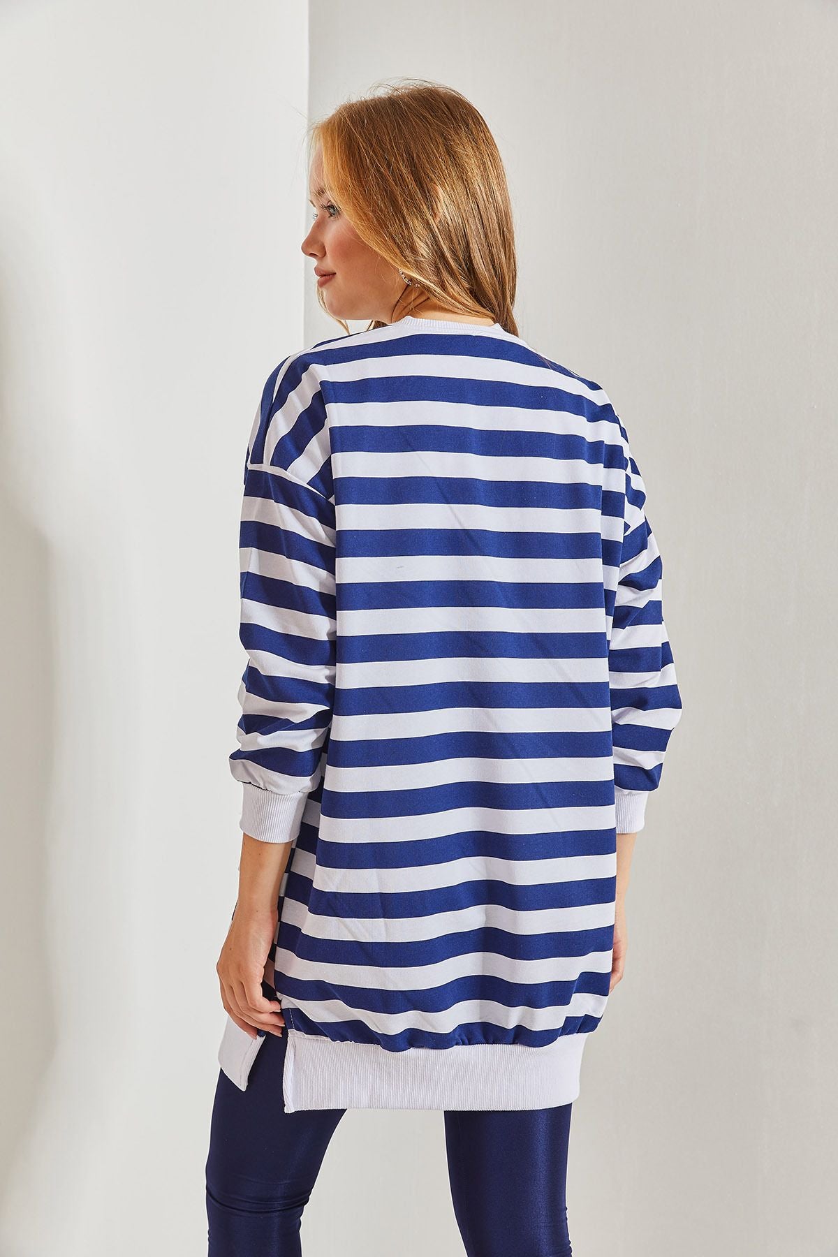 Women's striped long two yarns sweatshirt