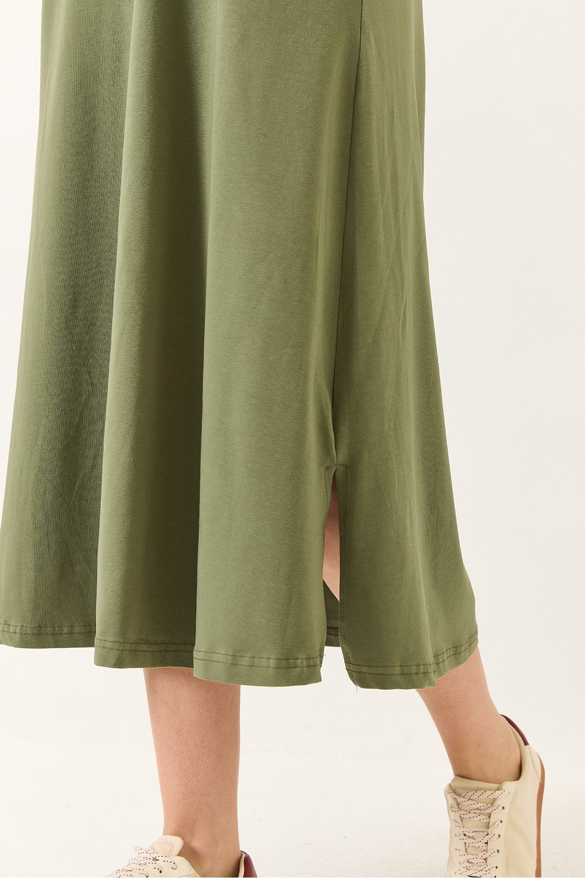 Women's V-Neck Short Sleeve Pocket Detailed Long Basic Dress 60283193