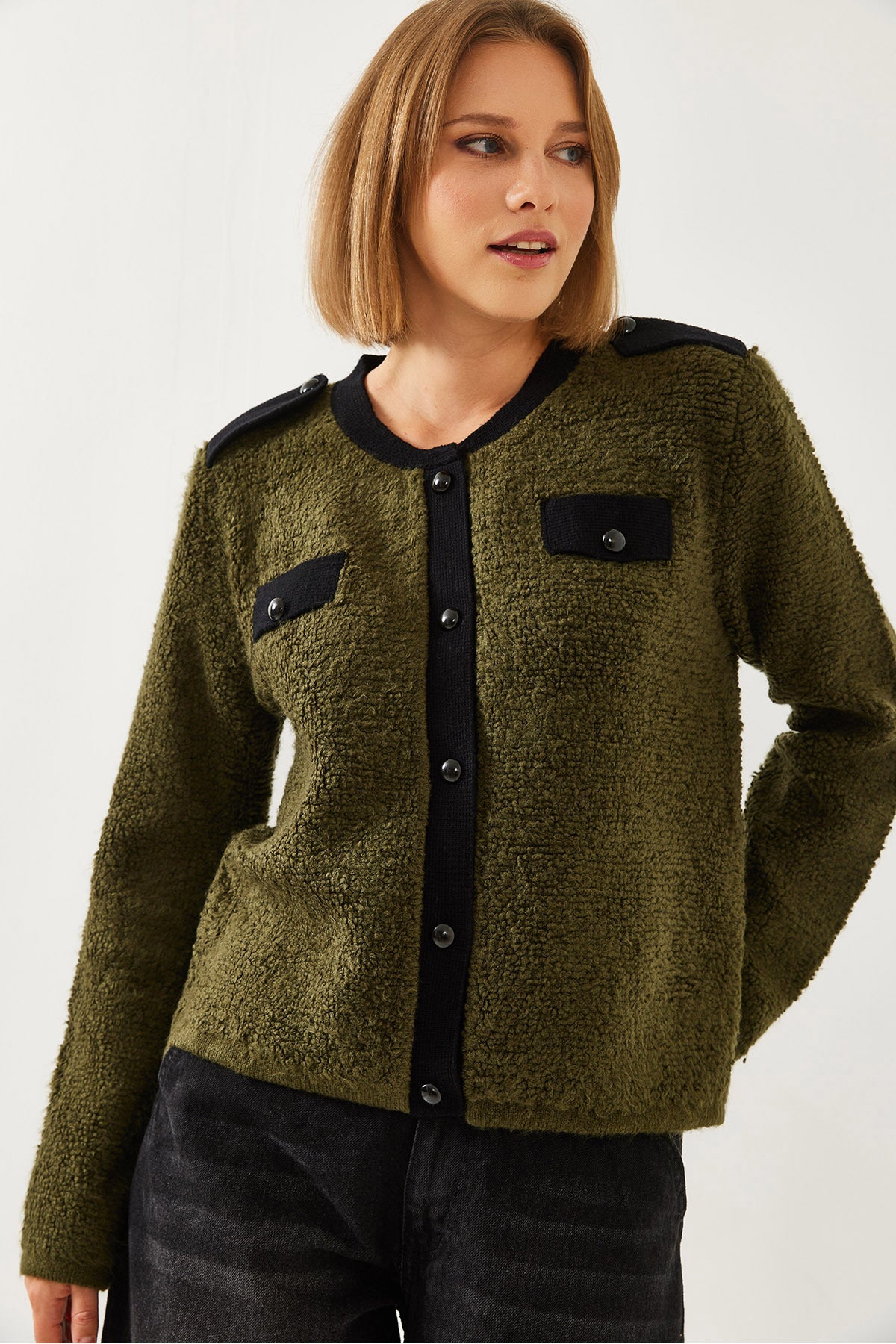 Women's Buttoned Pocket Cardigan 241055 60251983