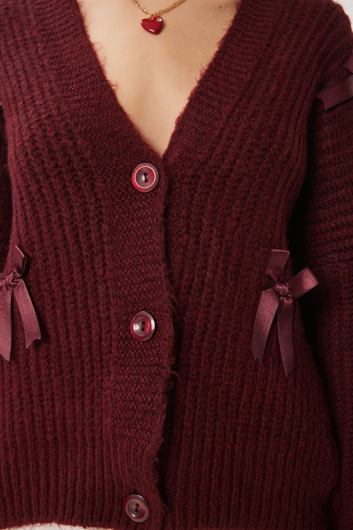 Women's Bordeaux Bow Triko Cardigan PF00095
