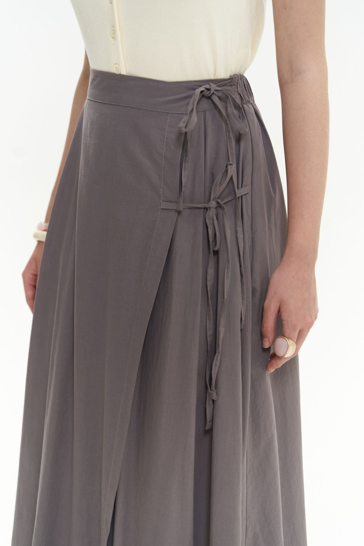 Aida Rope Detail Pleated Smoked Skirt
