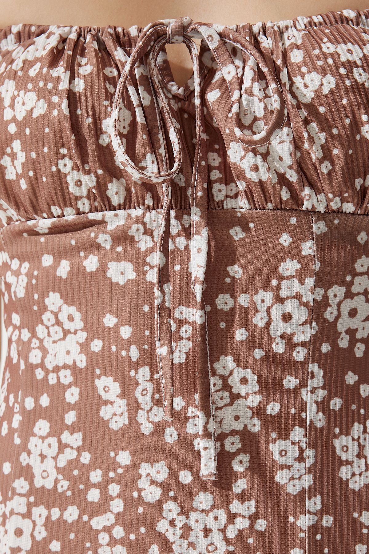 Female mink flower ripped summer knitted dress CI00029