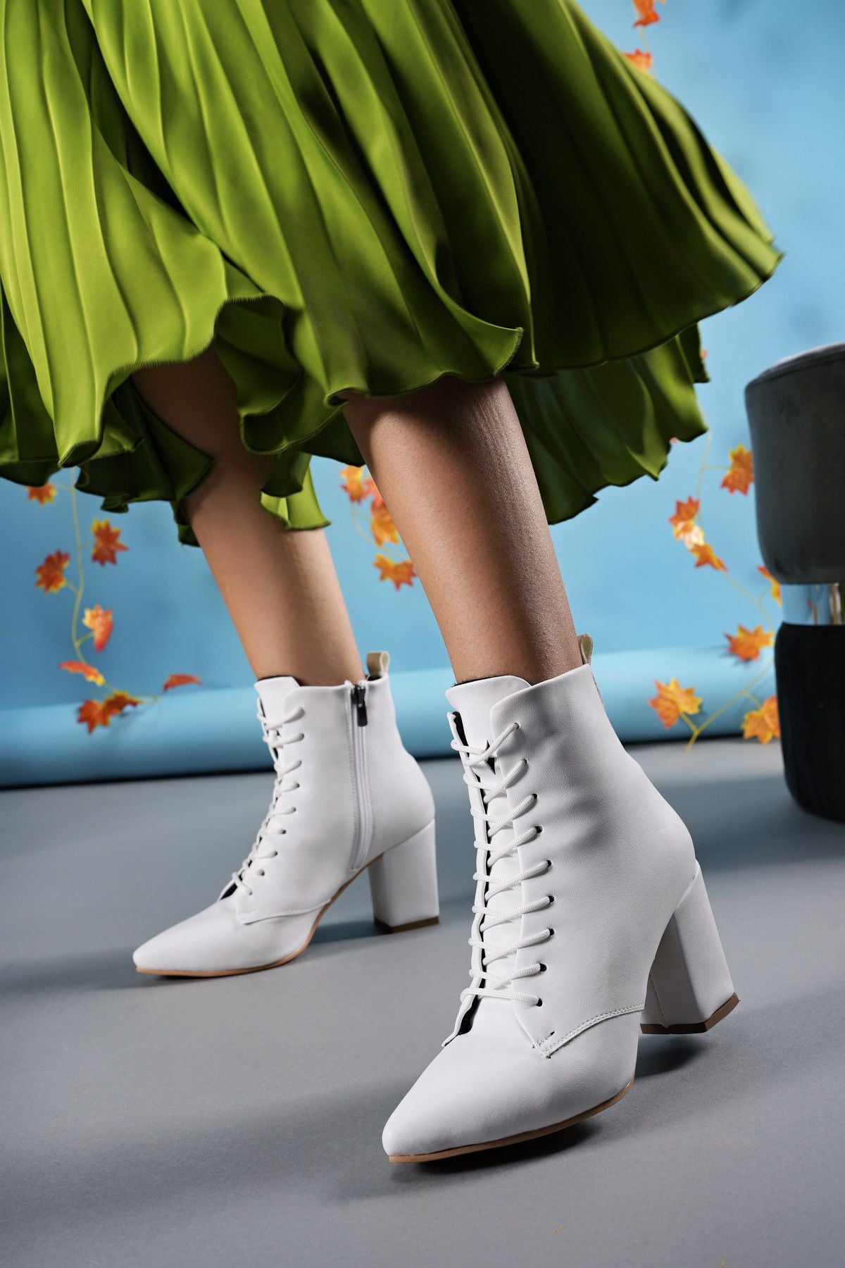 Lilethnora Women Heels Bot 0012333 White Skin