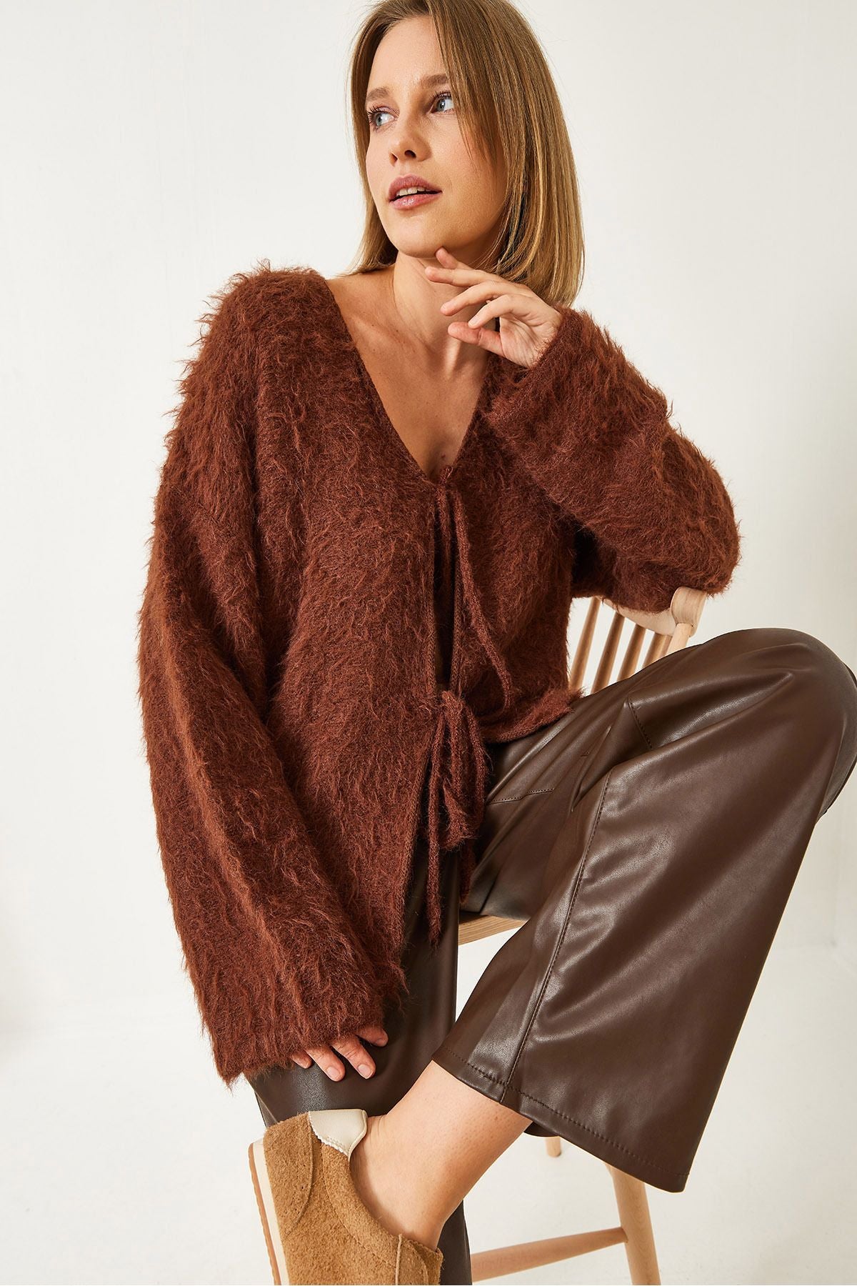 Female Furry Connected Cardigan 241116 60261223