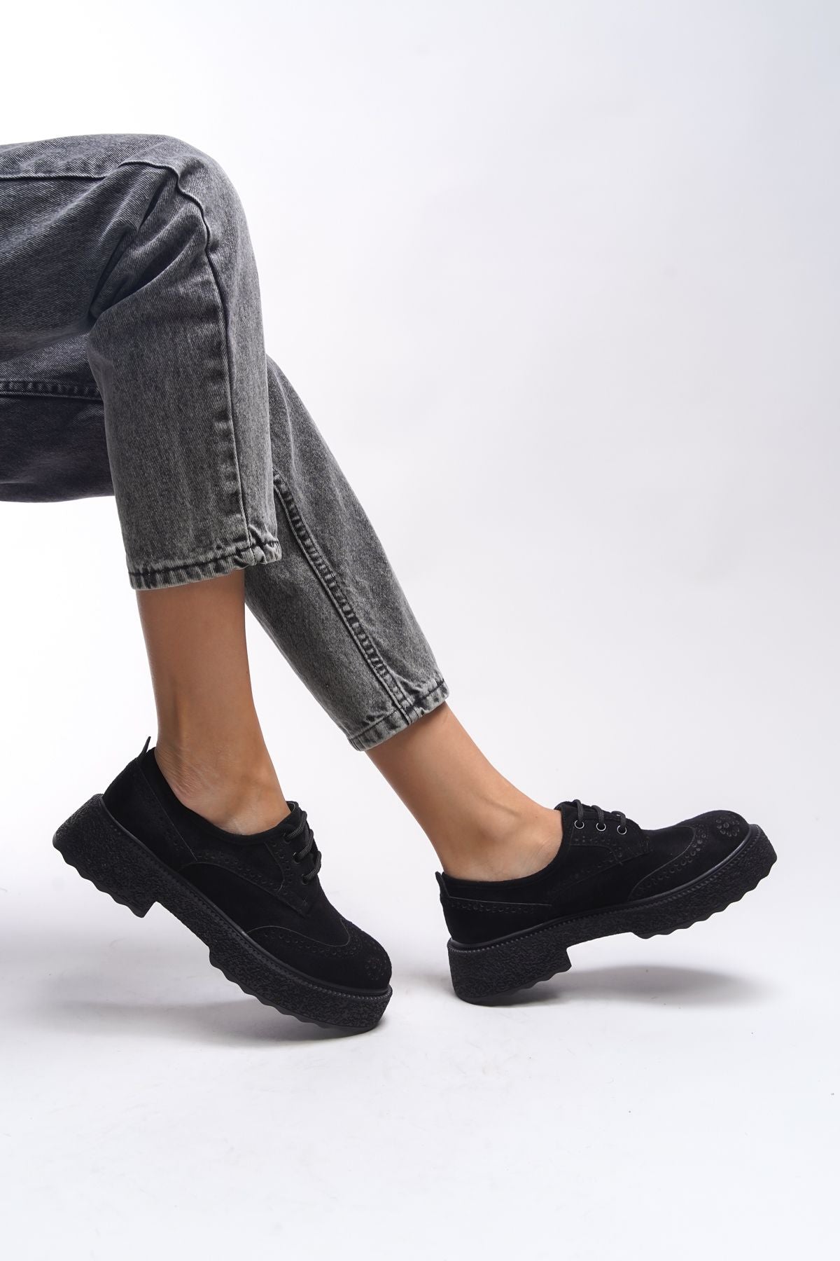 Oknyrth Women Lace Loafer 00121990 Black Suede