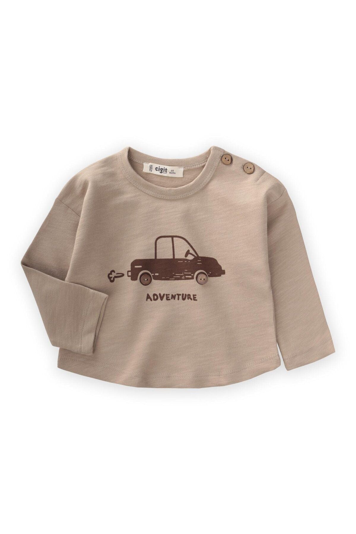 Adventure Printed Men Sweatshirt 0-5 Years Beige