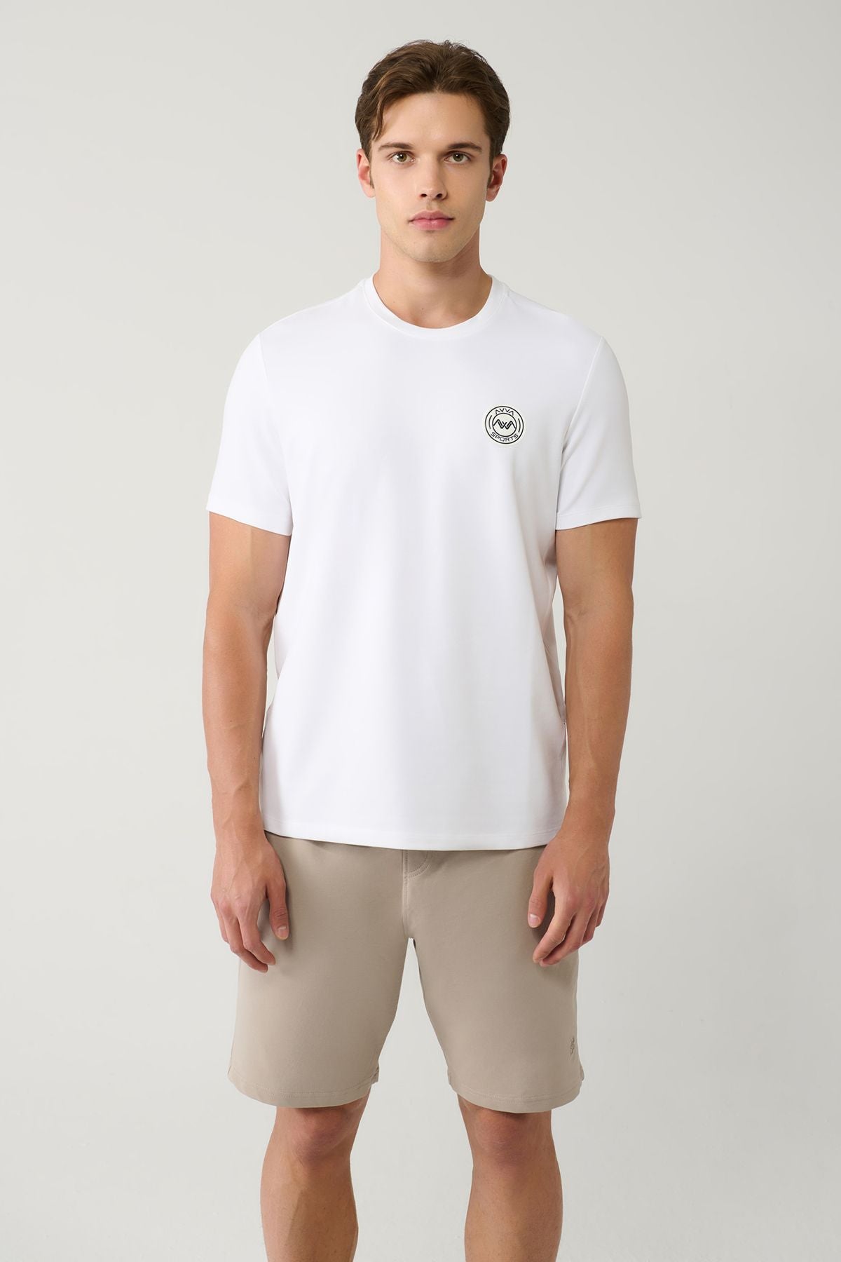 Men's White Bicycle Collar Printed T-Shirt A31y1095
