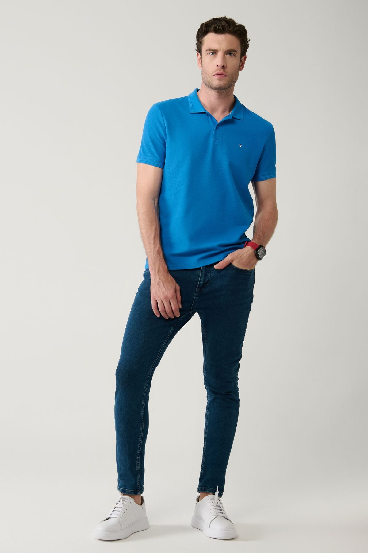 Men's Blue Stone Washing Flexible Jean Pants B003526