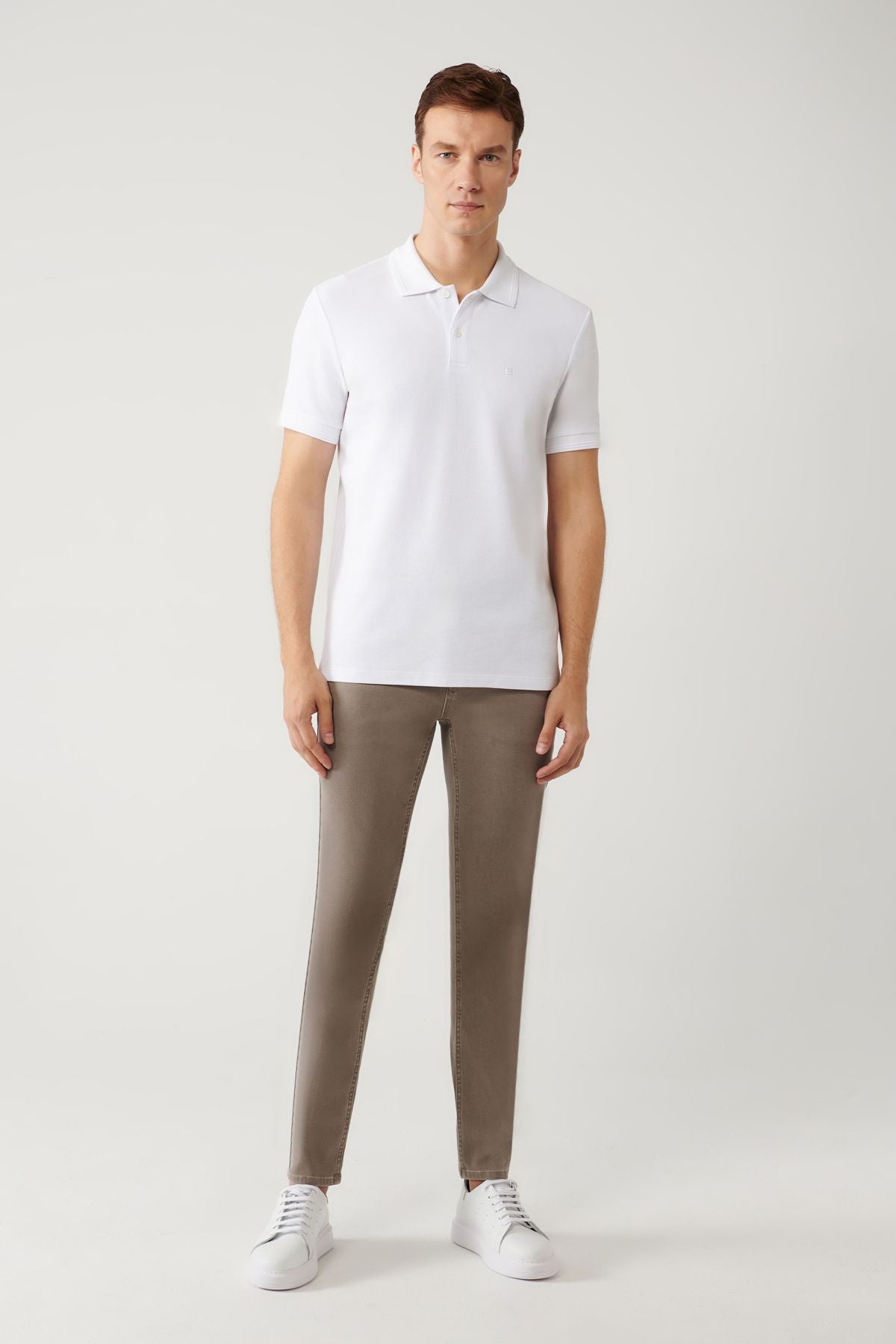 Men's White 100 %Cotton Fast Drying Polo Yaka T-shirt B001032