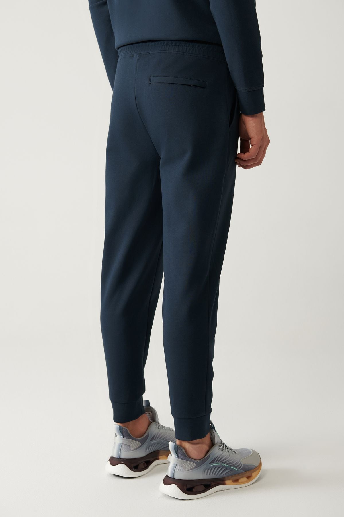 Men's navy blue interlok waist laced cotton tracksuits six A41y3408