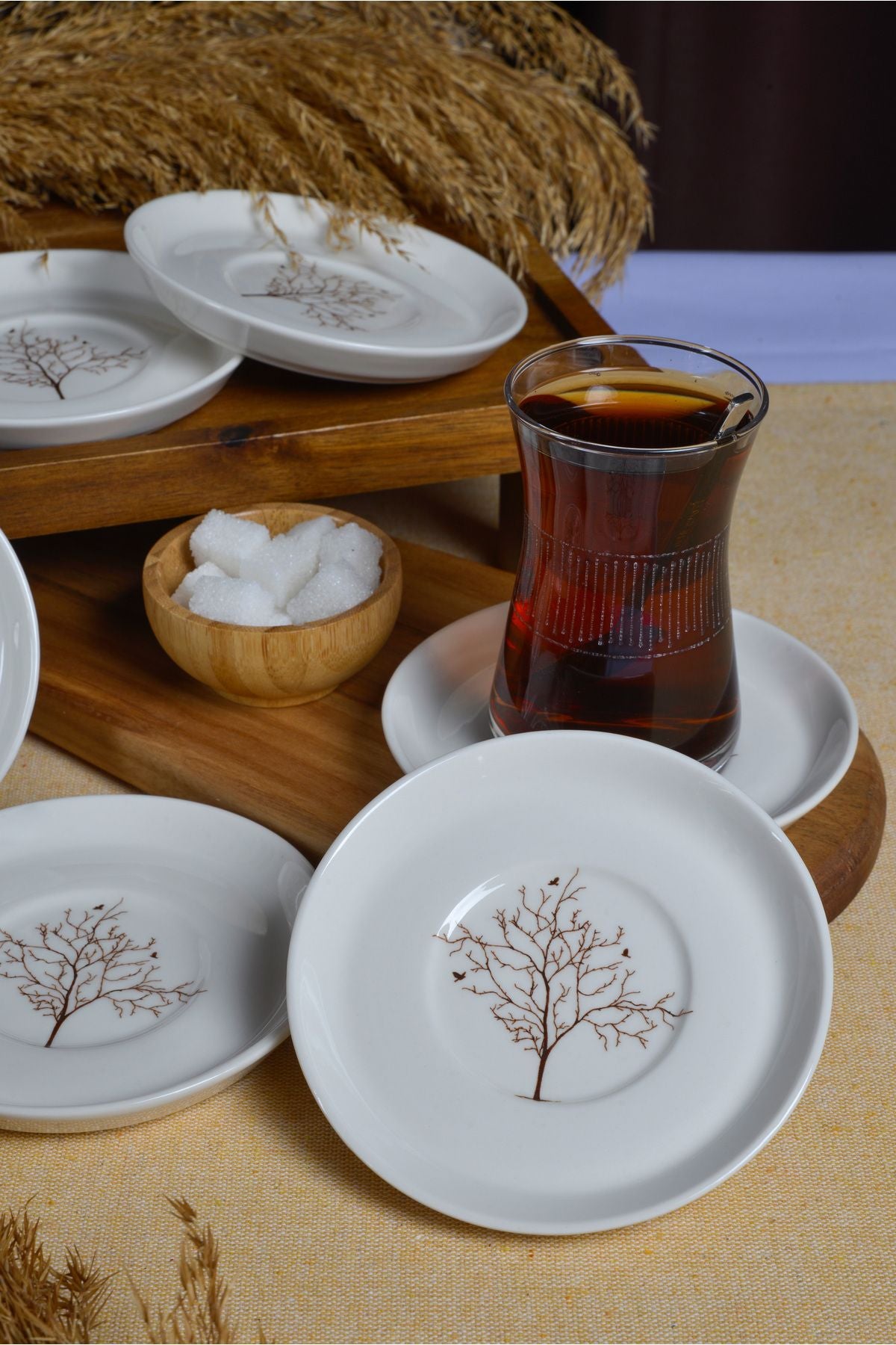 Life Tree 6 pieces 12 cm porcelain tea plate broken white