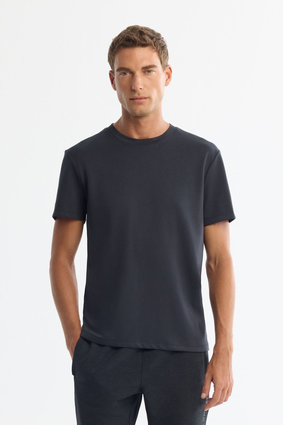 Men's anthracit bicycle collar printed elastan t-shirt a42y1017
