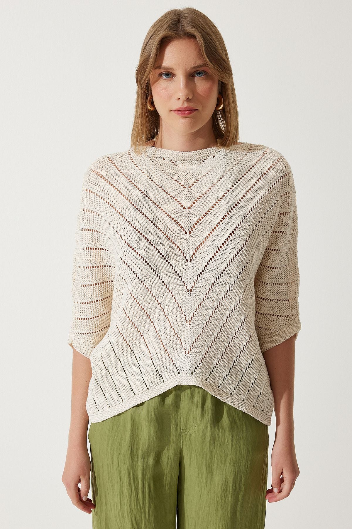 WOMEN'S CREAM OUTPUT BY Triko Blouse YU00013