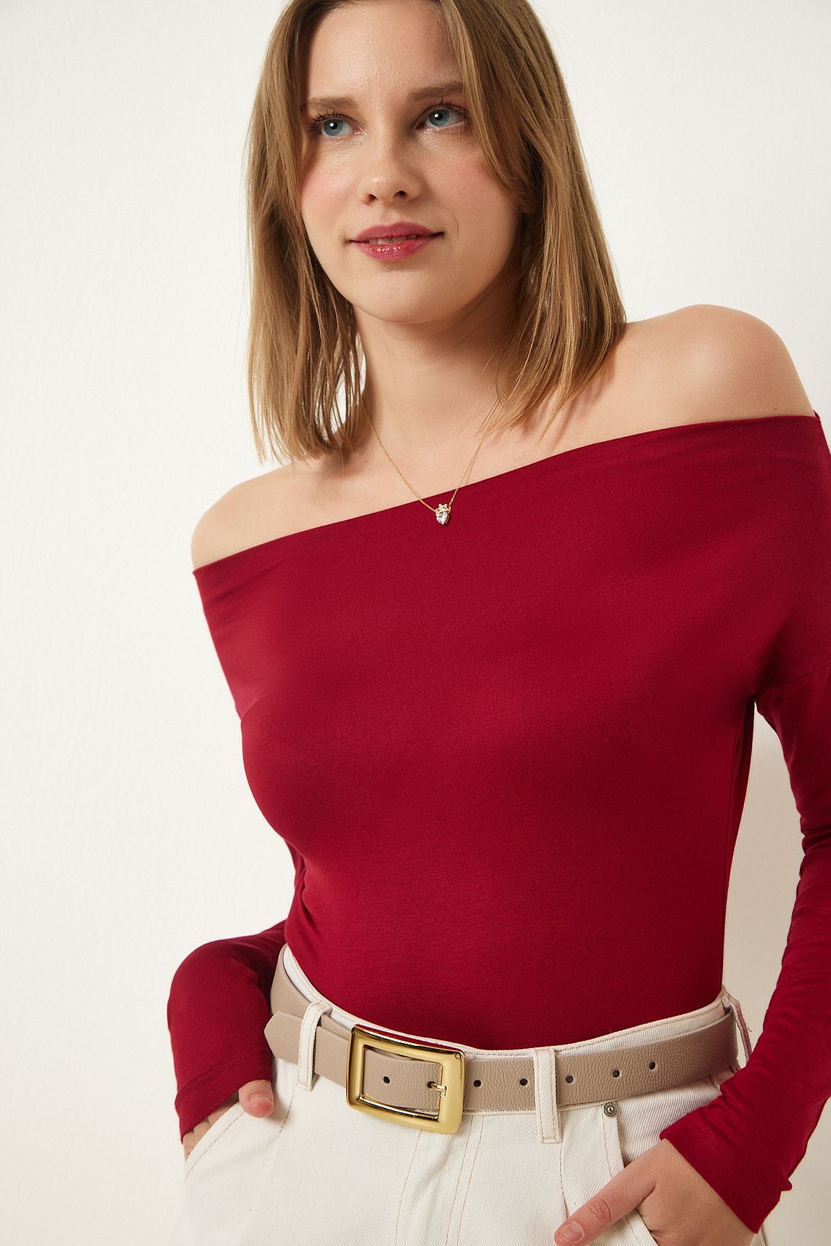 Female Bordeaux Katak Yaka Knitting blouse RX00046