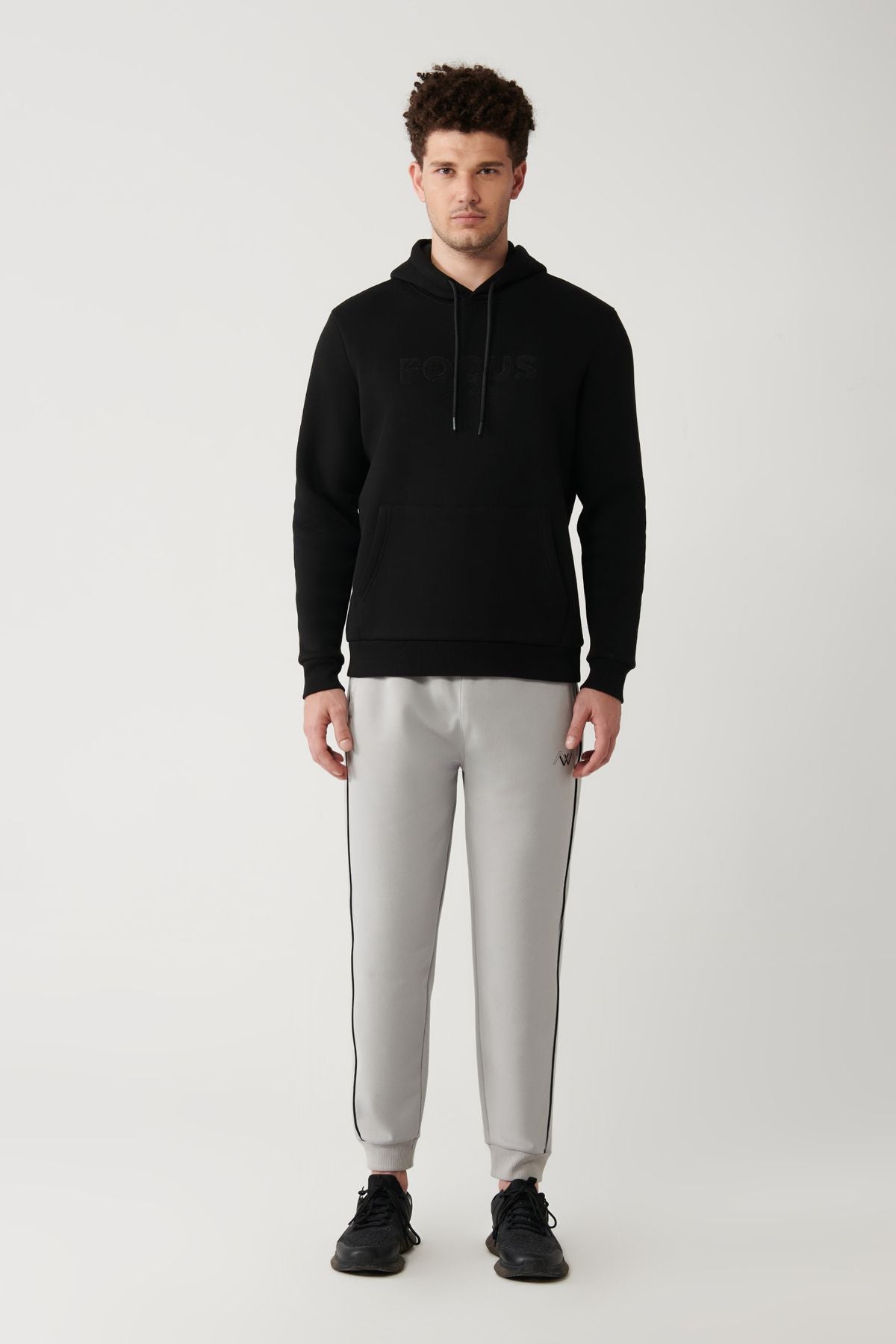 Men's black hooded 3 -IP Kangaroo with Sweatshirt A32y1193