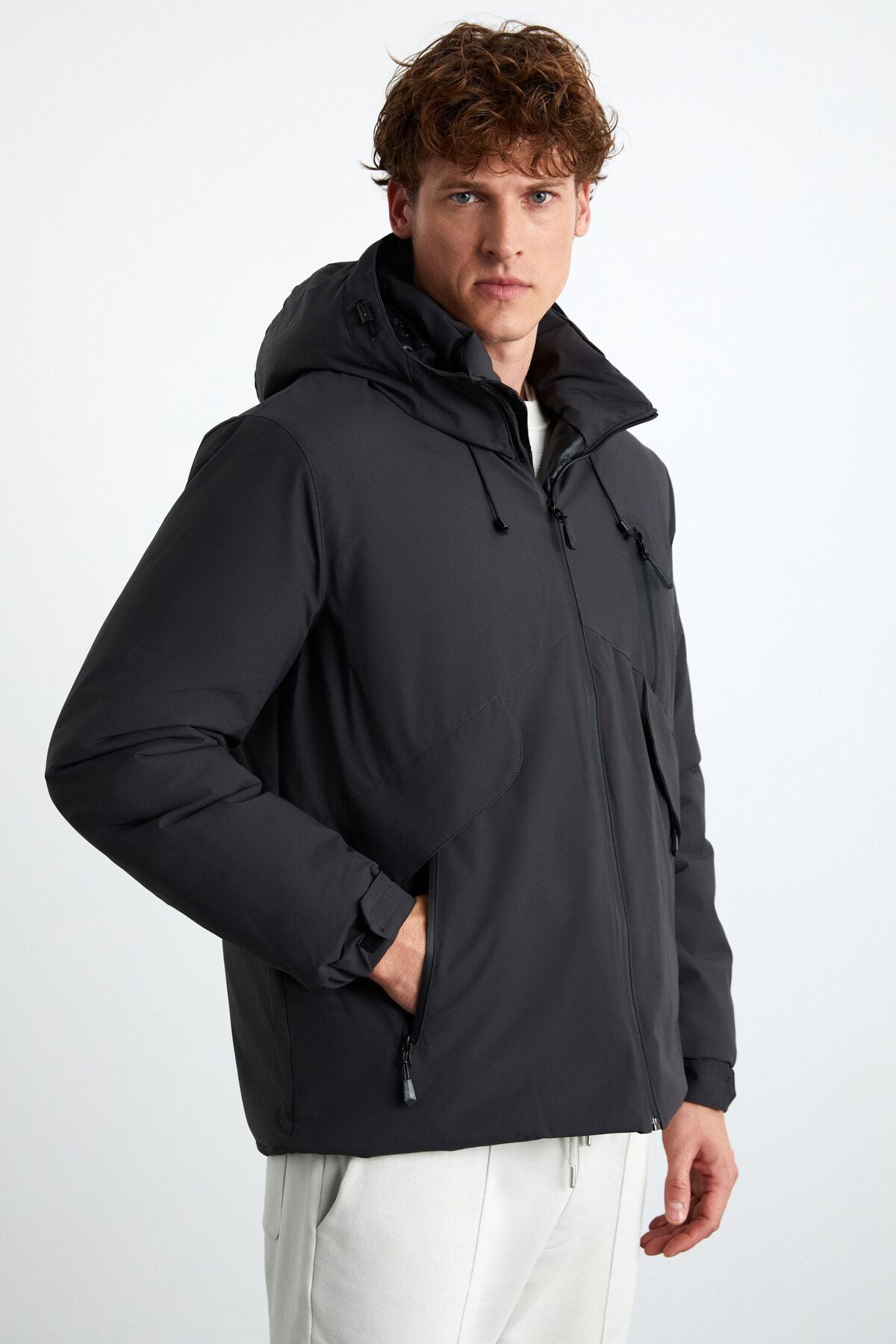 Randers Men's 100 %Polyester Hooded Water Repulse Smoked Coat