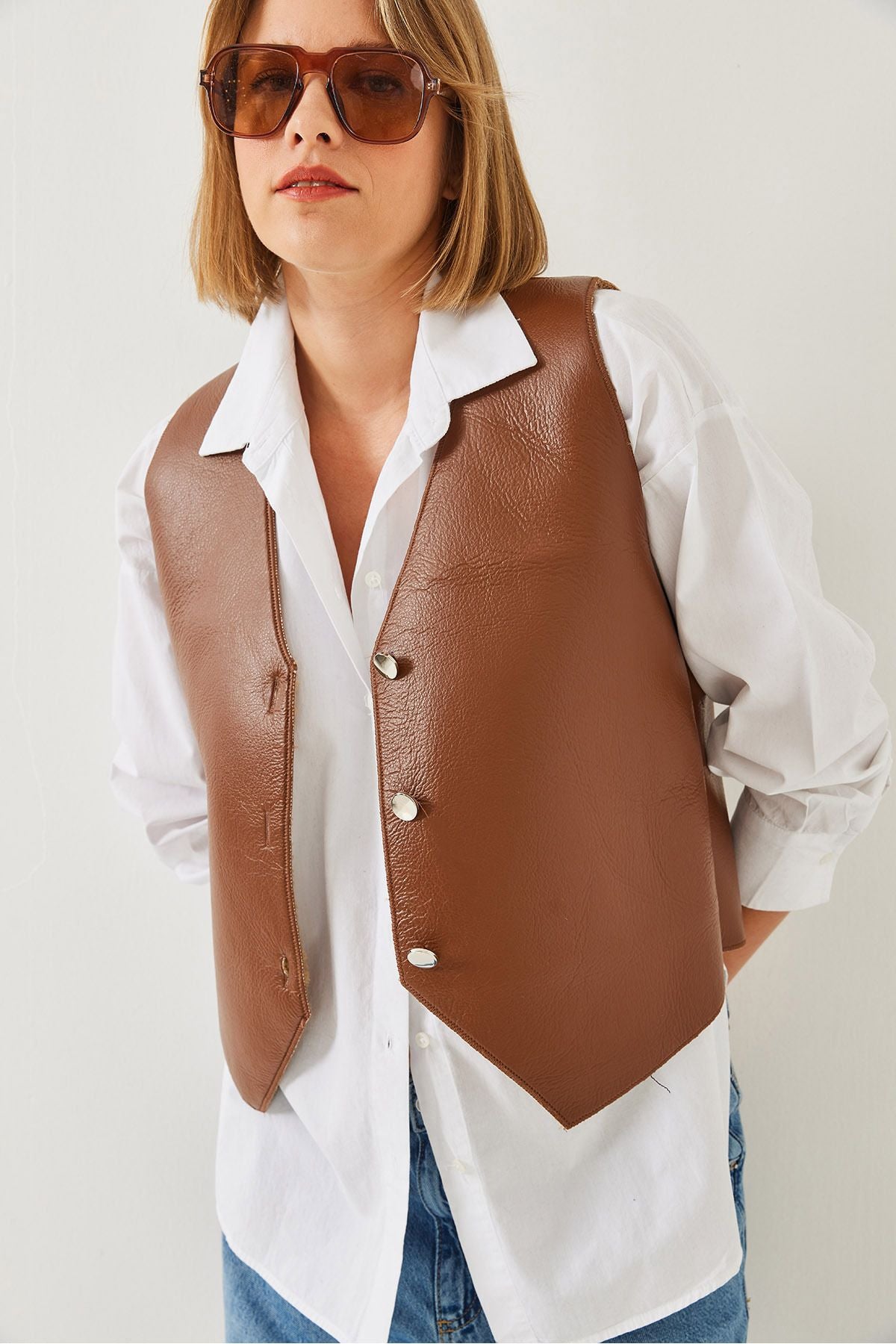 WOMEN'S LEATHER PLUSH VEST 6468 60351161