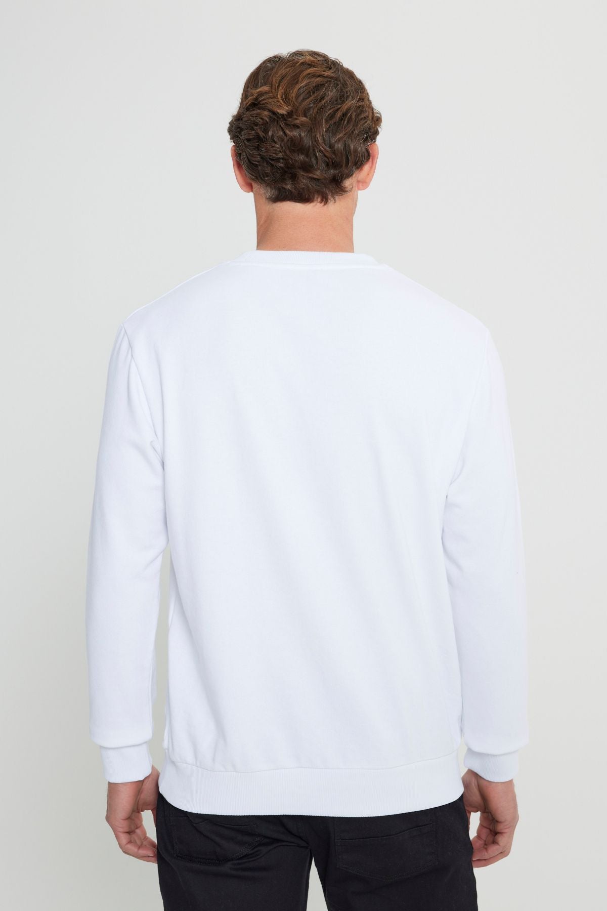 Men's White Standard Fit Normal Normal Cut Bike Cyprus 3 IP Cotton Sweatshirt