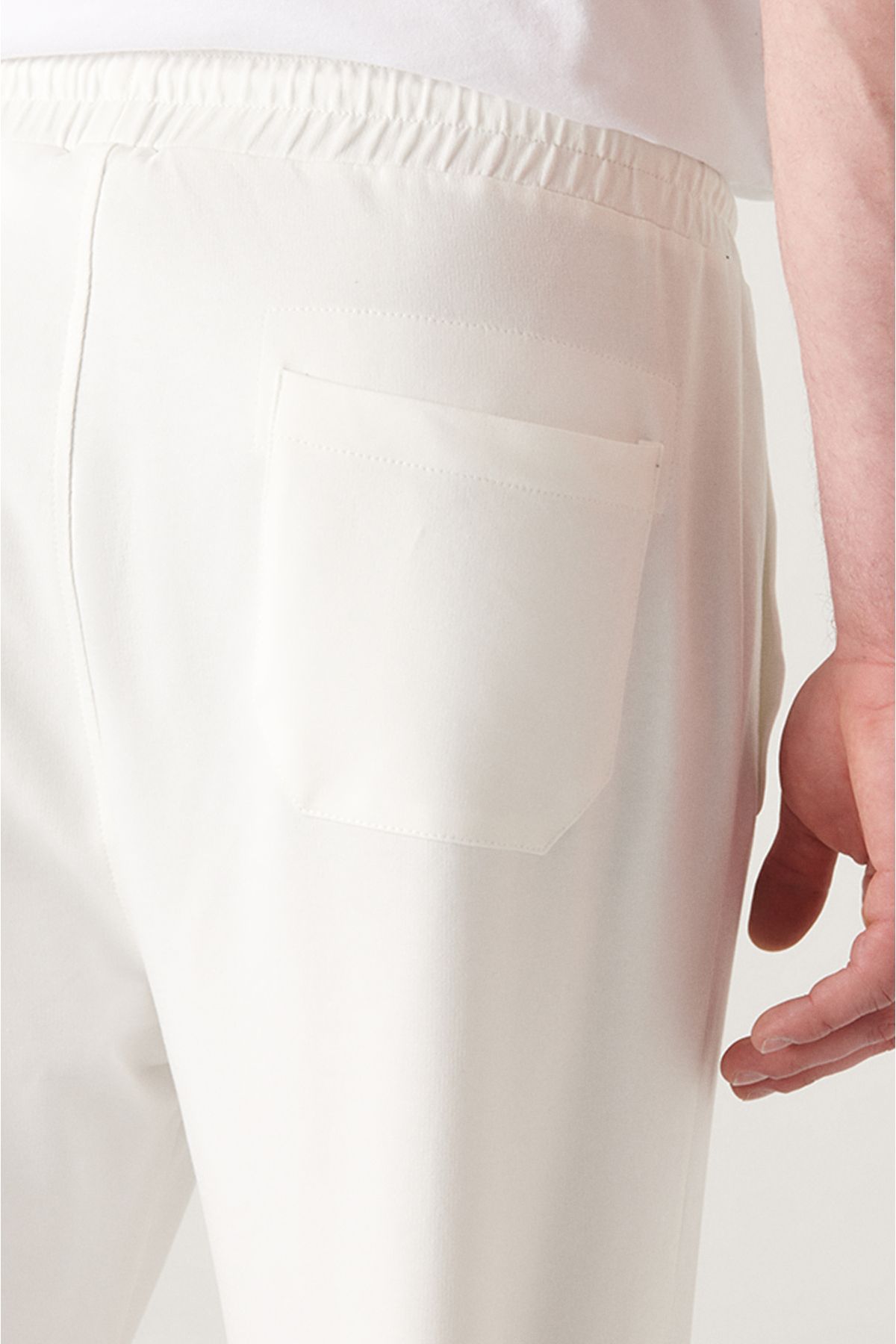 Men's Ecru Waist Lacıklı Side Pocket Paçası 2 -IP Cotton Tracksuit Six E003403