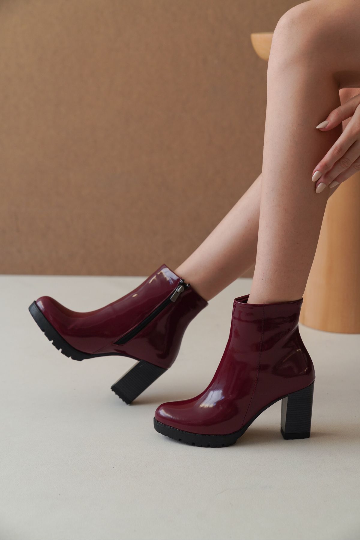 Greslyrra Women High Heels Bot 0012515 Bordeaux Patent Leather