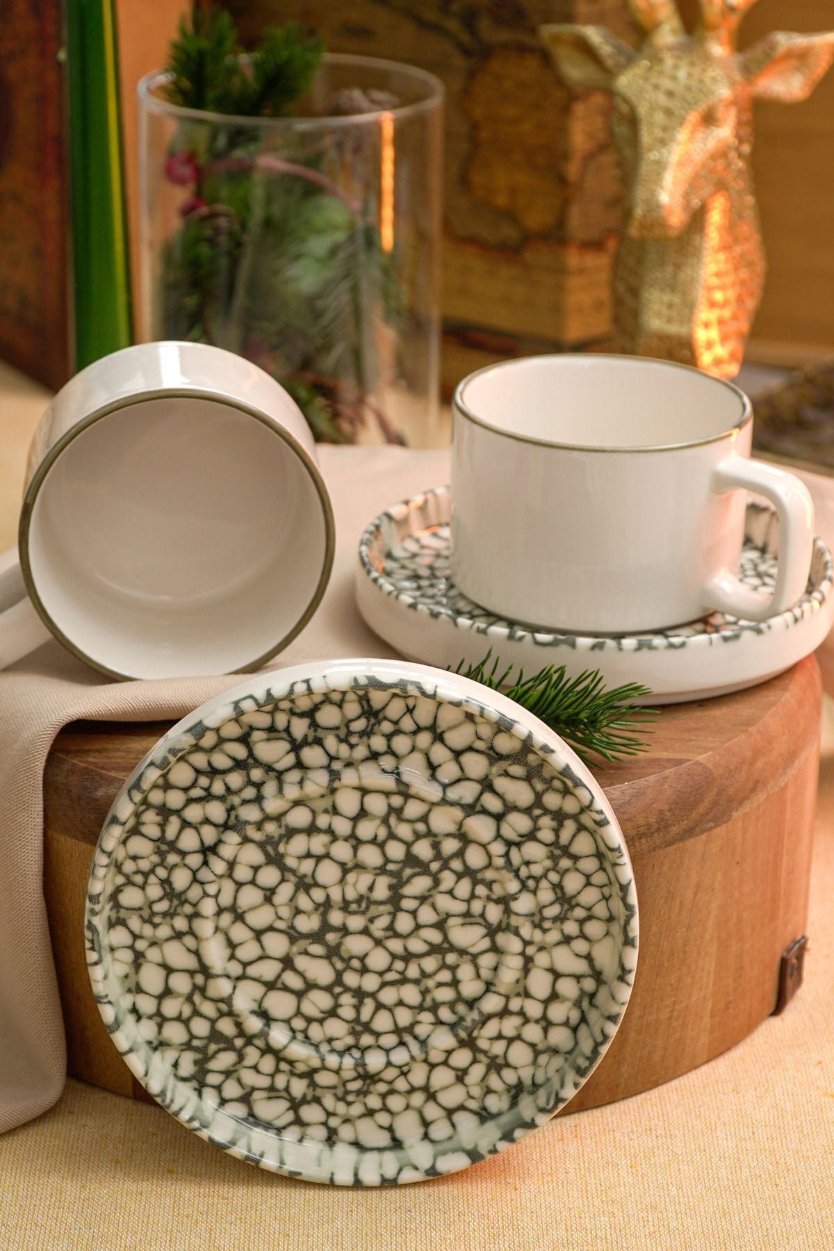 Nature 4 Piece 2 Person Porcelain Tea Cup Set