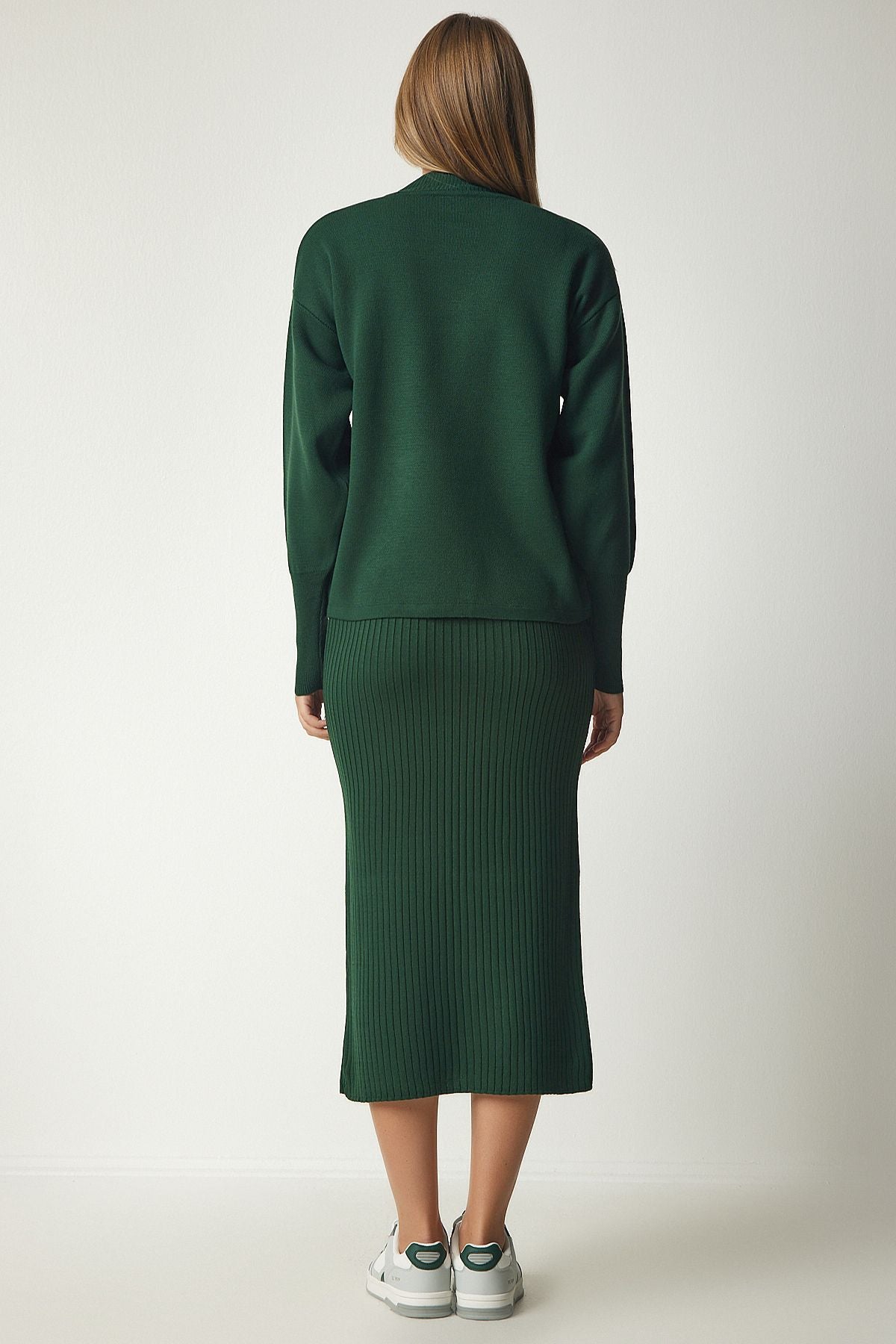 Woman Dark Green Wick Knitwear Sweater Dress KG00006