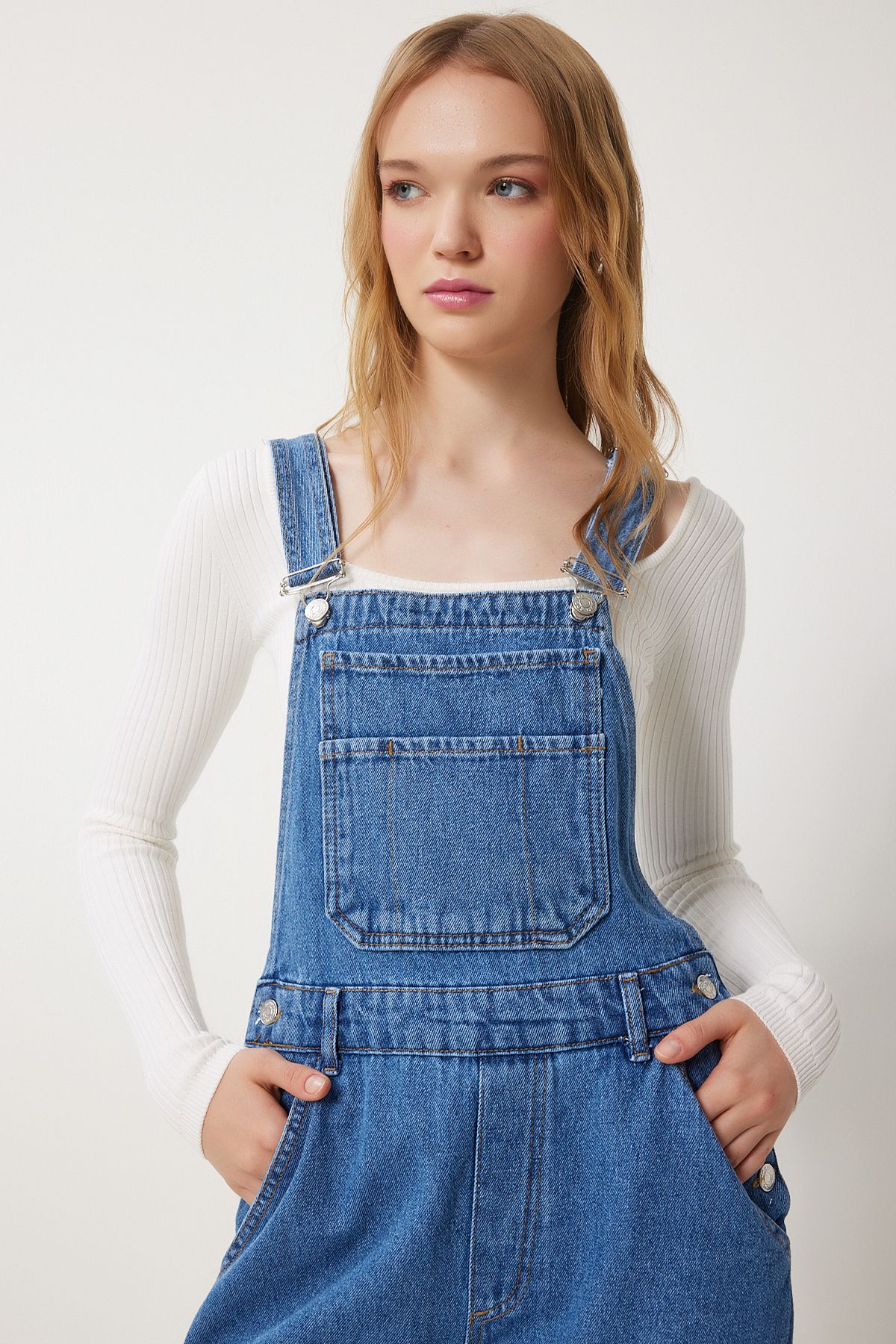 Women's Blue Wide Pocket Denim Gardener Tulum RI00002