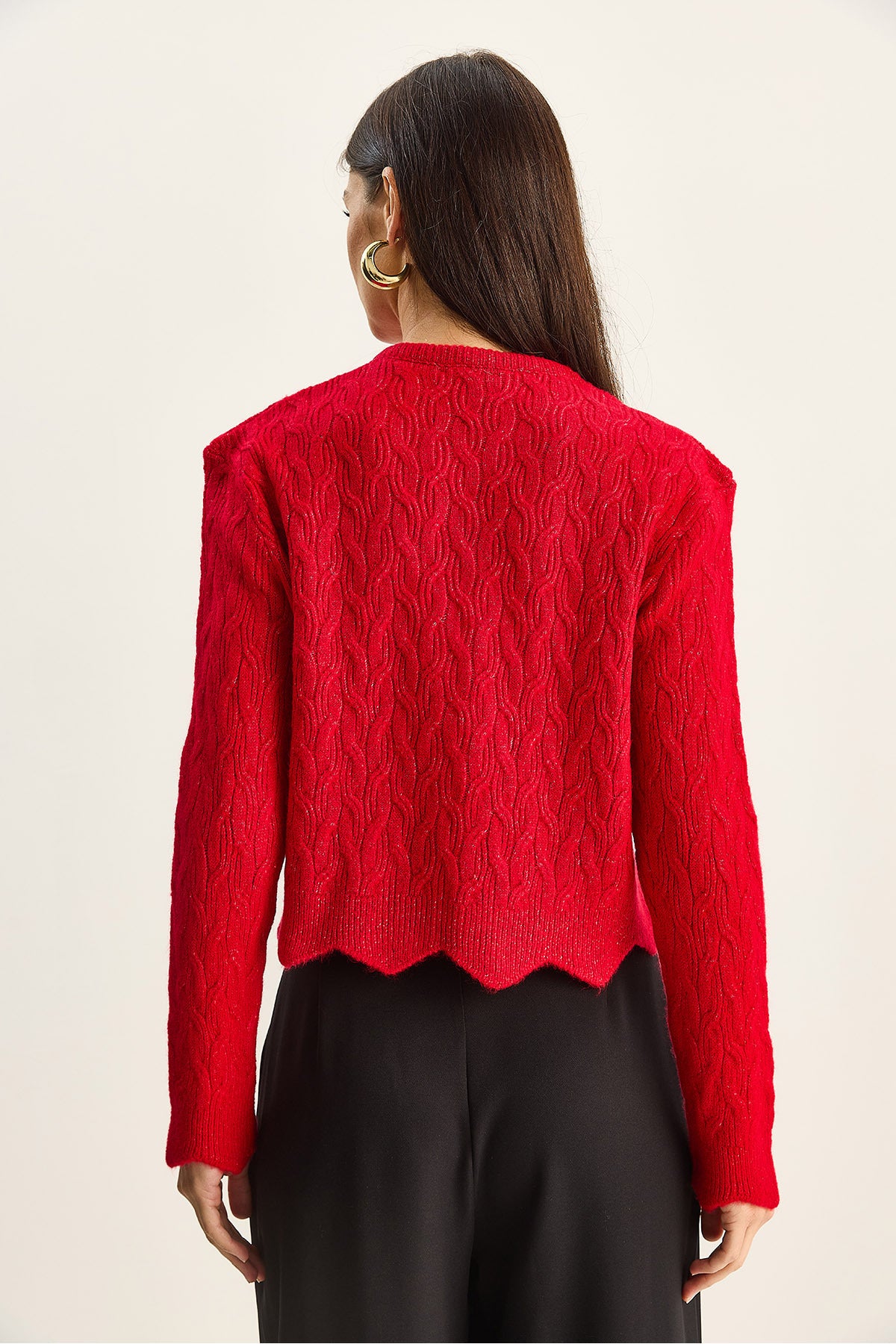 Women's Braided Scarf Detailed Buttoned Cardigan TH241026 60251873