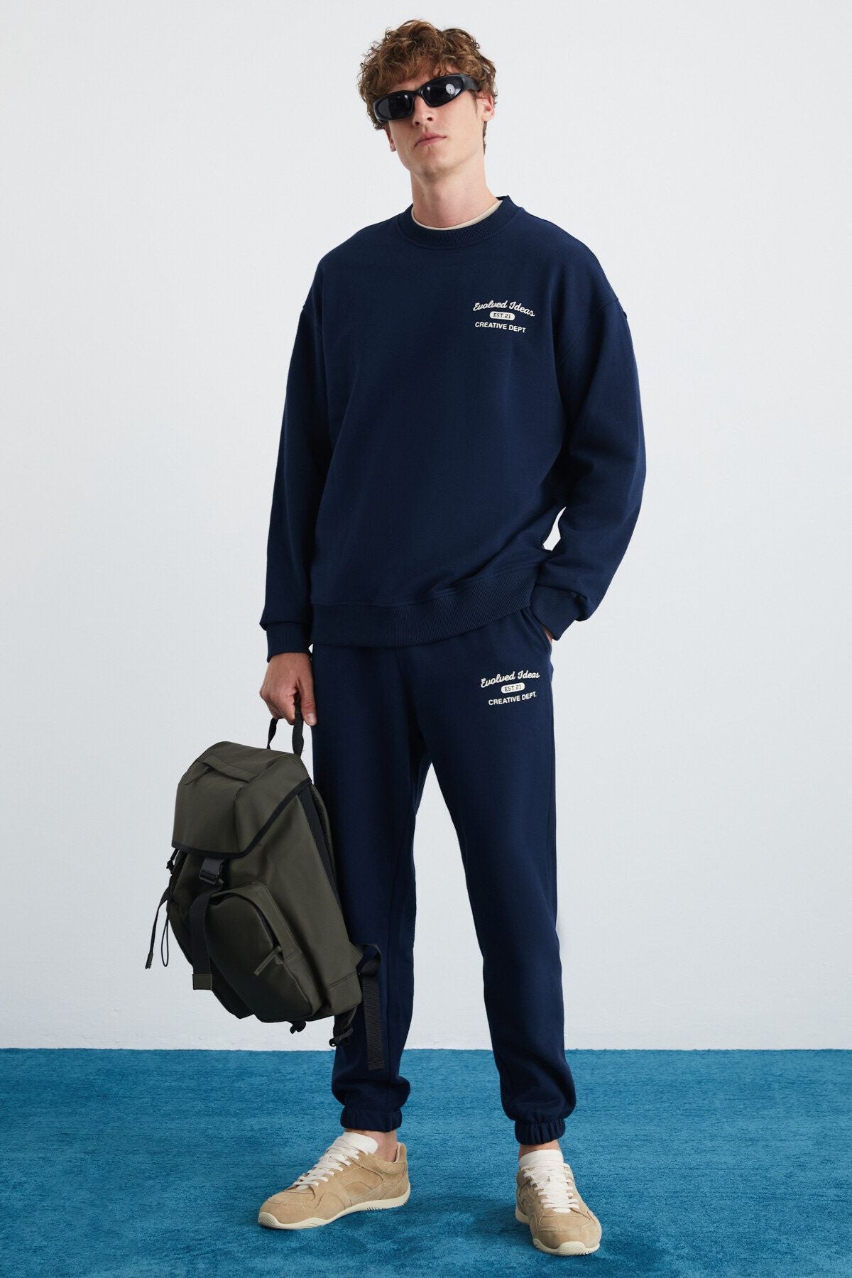 Notingham Men's 2 -SET RELAXED Organic Cotton Navy Blue Tracksuit Set