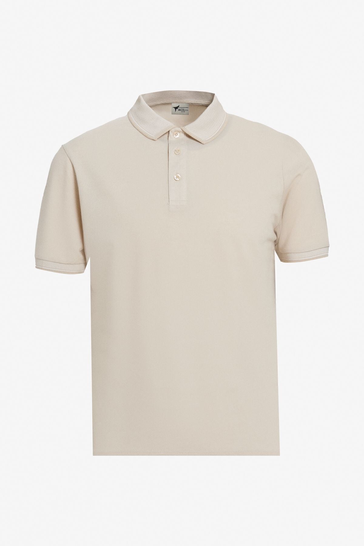 Men's navy blue-open beige white-open black 3-drawing cotton slim fit fit curved polo collar t-shirt