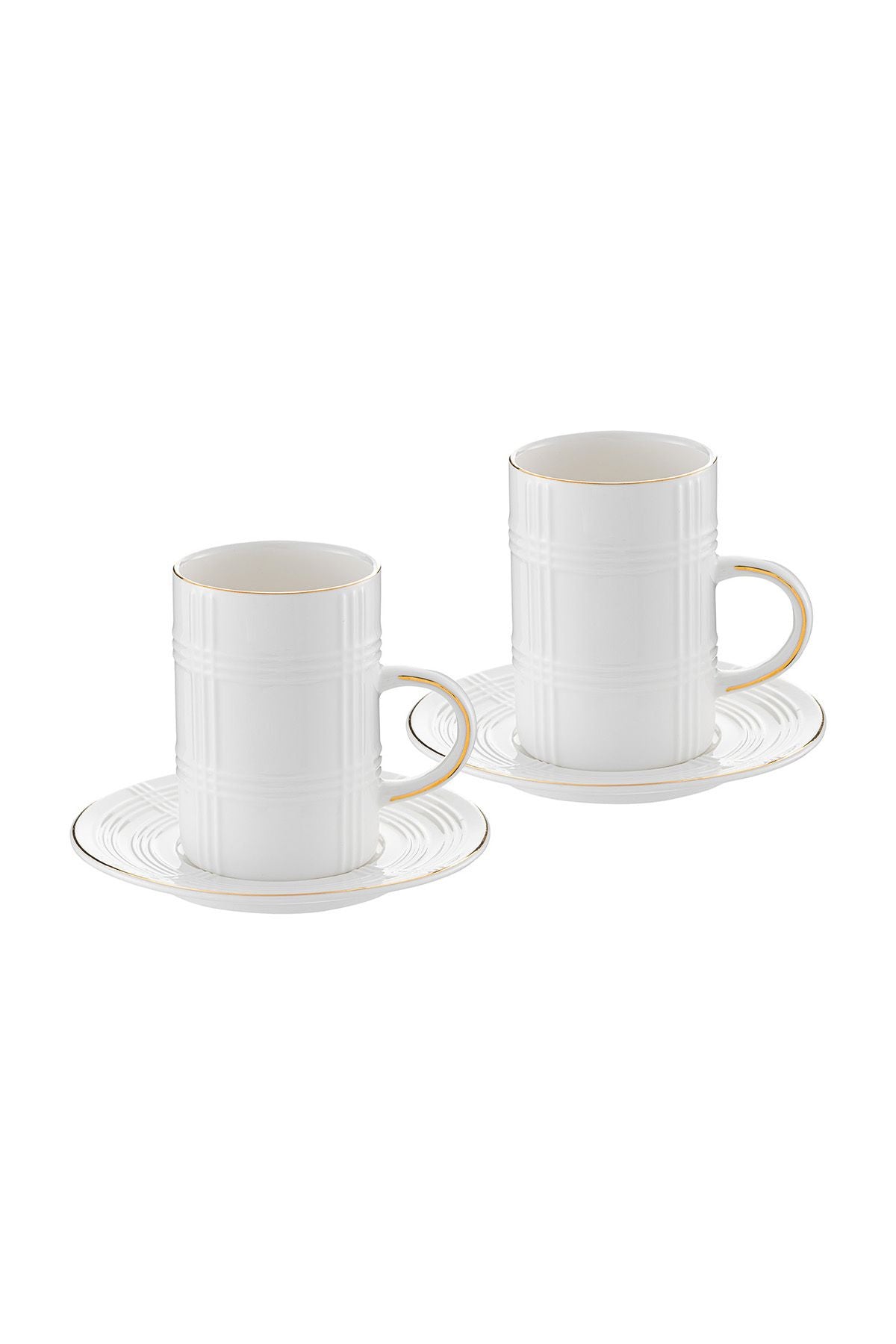 Ekose Pattern Double Coffee Cup 150 cc Gold