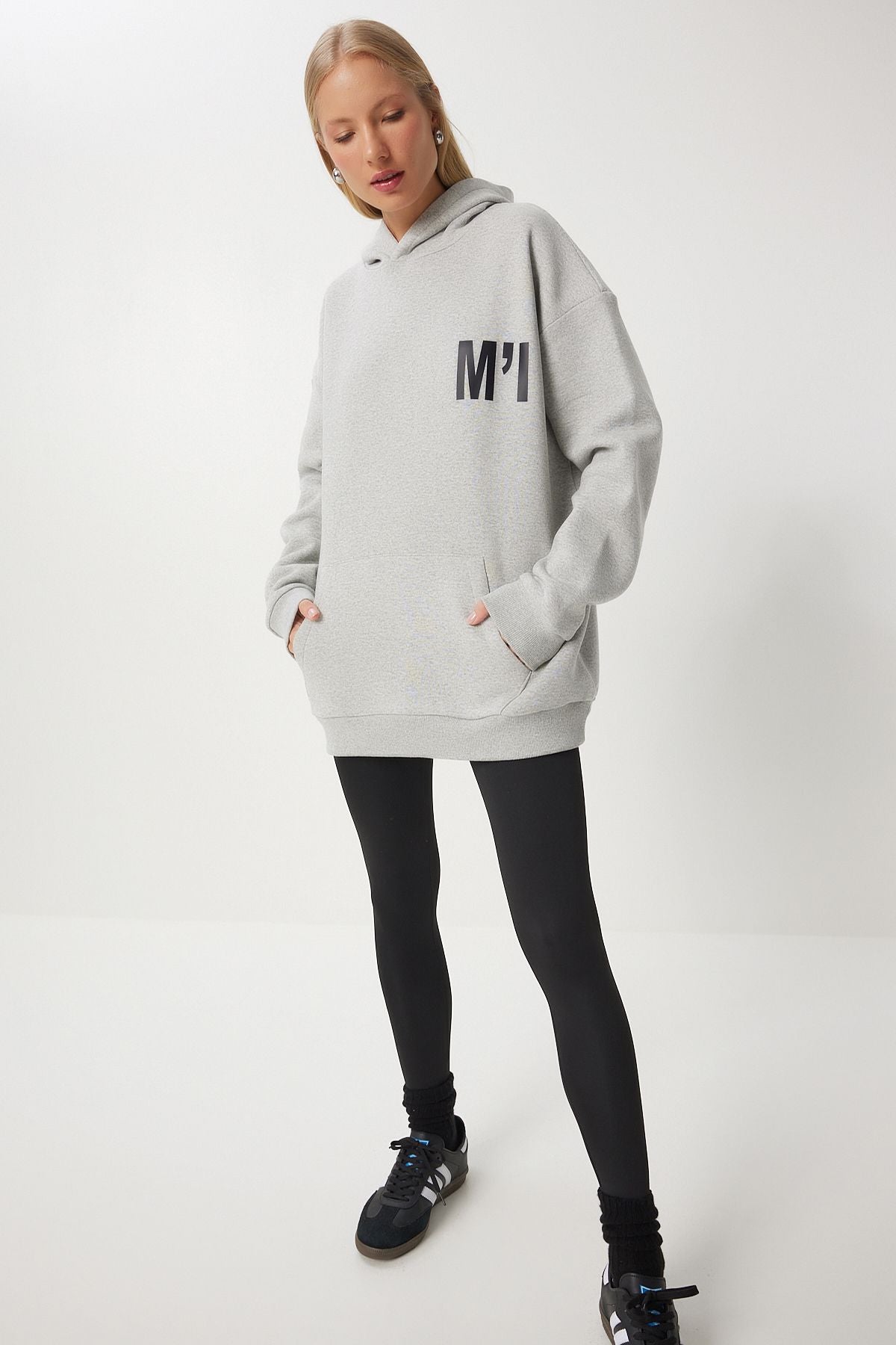 Woman Gray Hooded Sweatshirt Ow00047