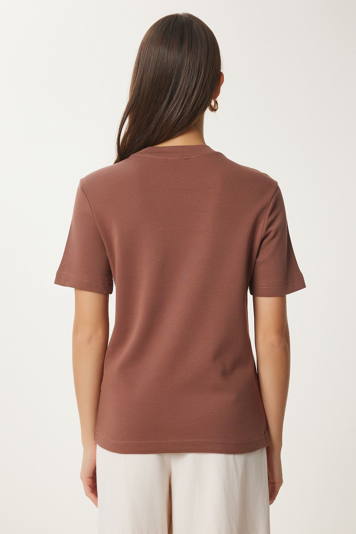 Female Brown Biscuit 2 Pack Cotton Basic Knitting T-Shirt AG00002