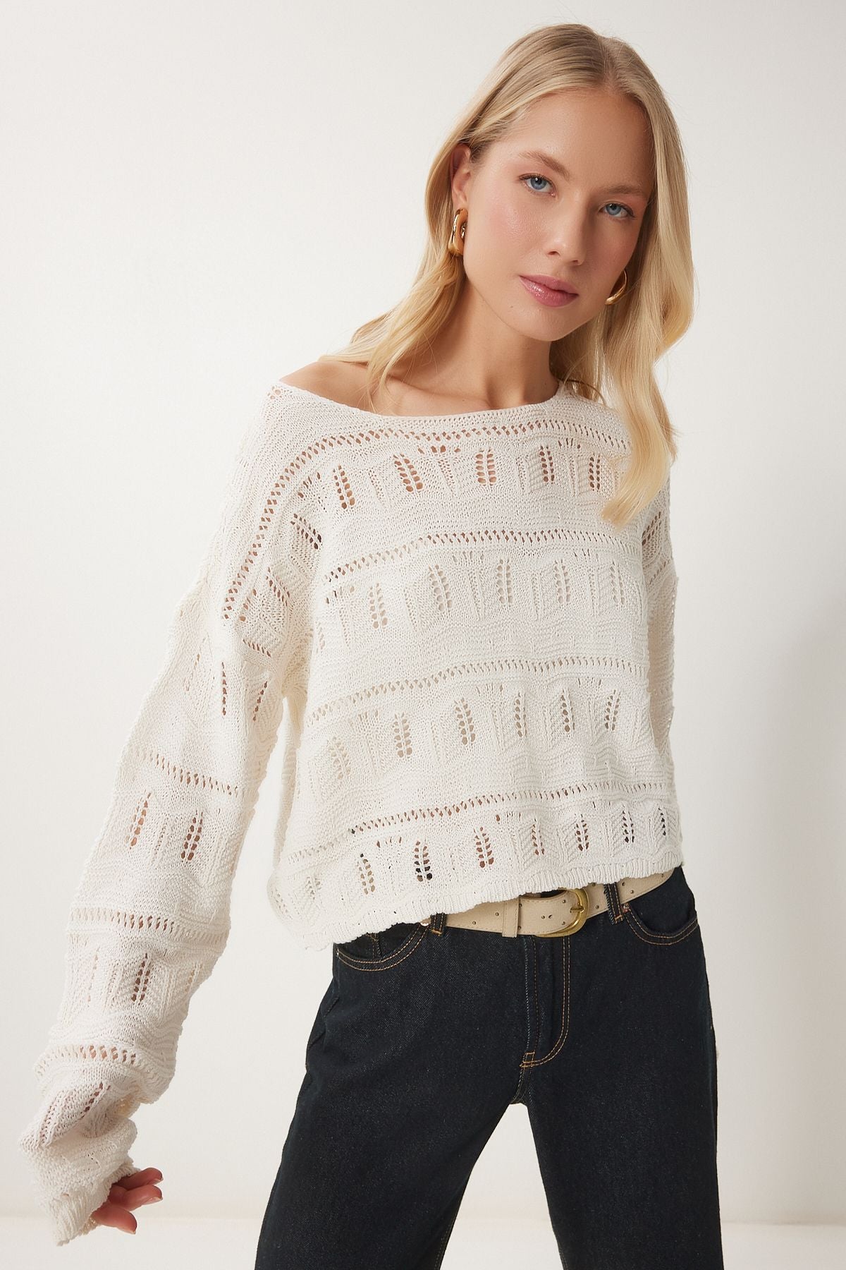 Female Bone Katcak Yaka Outlet Summer Triko Blouse NF00057