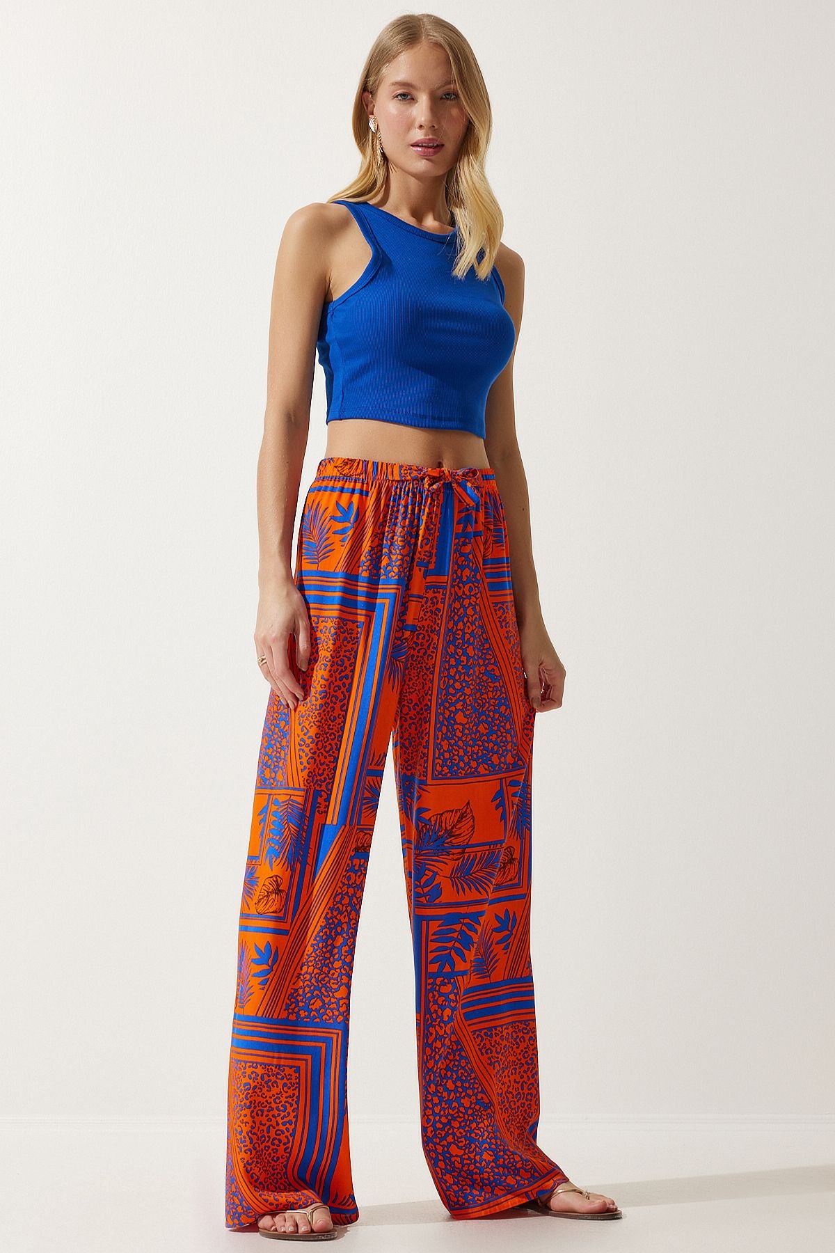 Female Oranj Patterned Visakon Palazzo Pants EN00606