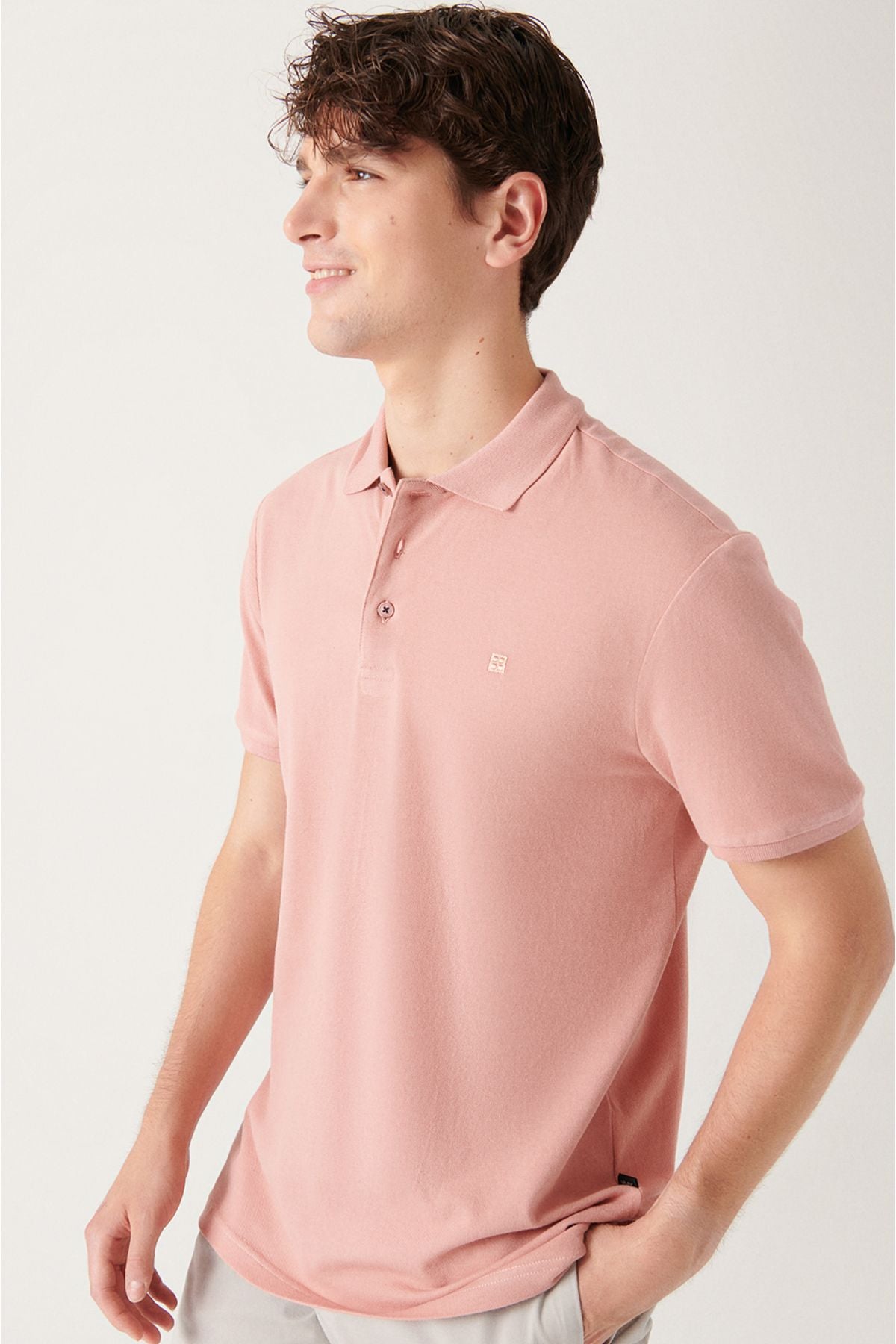 Men's Dusty Rose Polo Neck T-shirt 100% Cotton Cool Keeping Regular Fit E001004