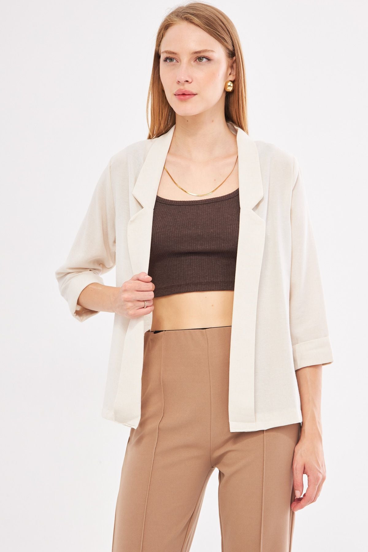 Woman Ecru Dual Arm Jacket ARM-24Y001085