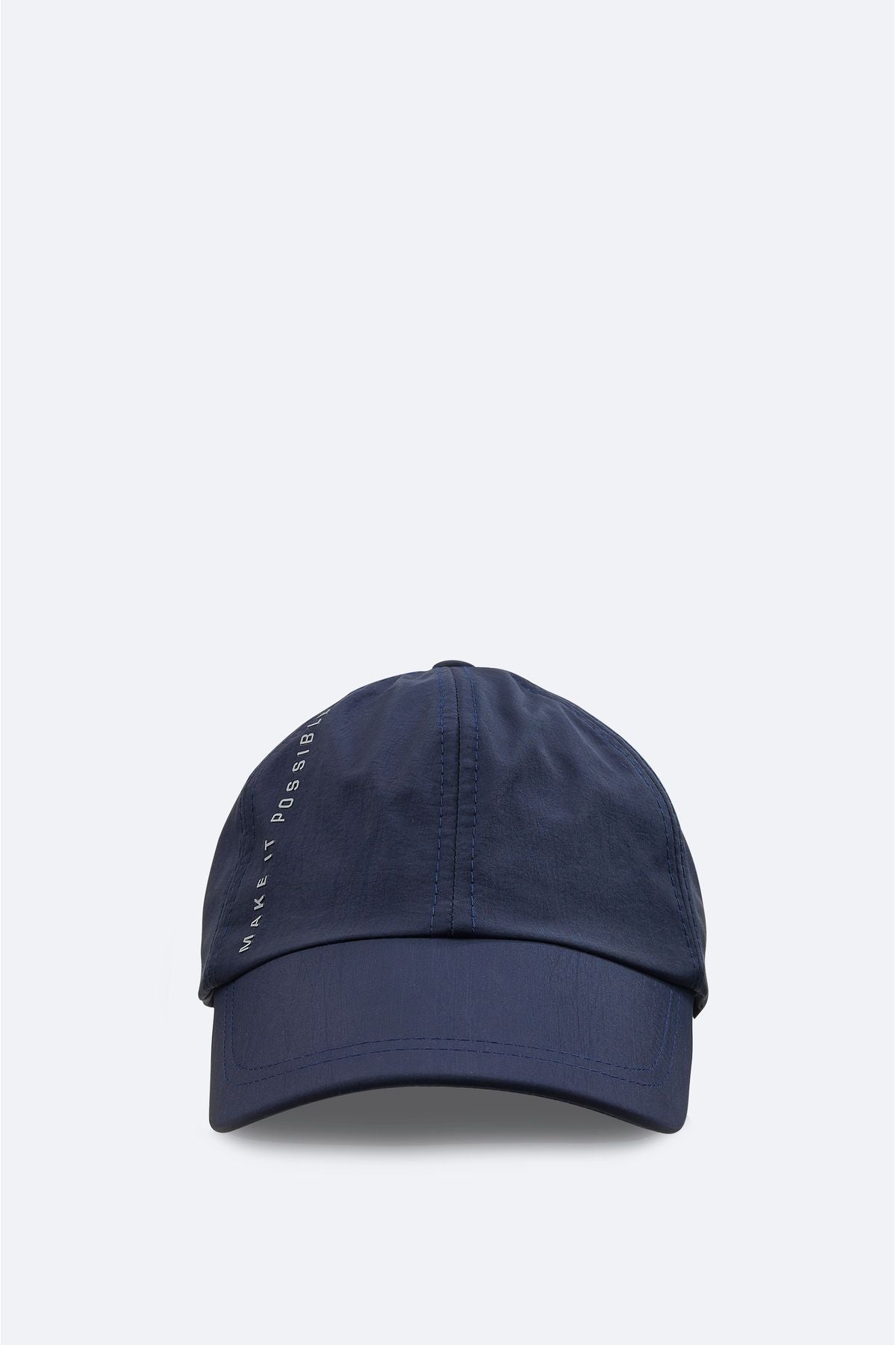 Men's Navy blue slogan printed sports hat a31y9200