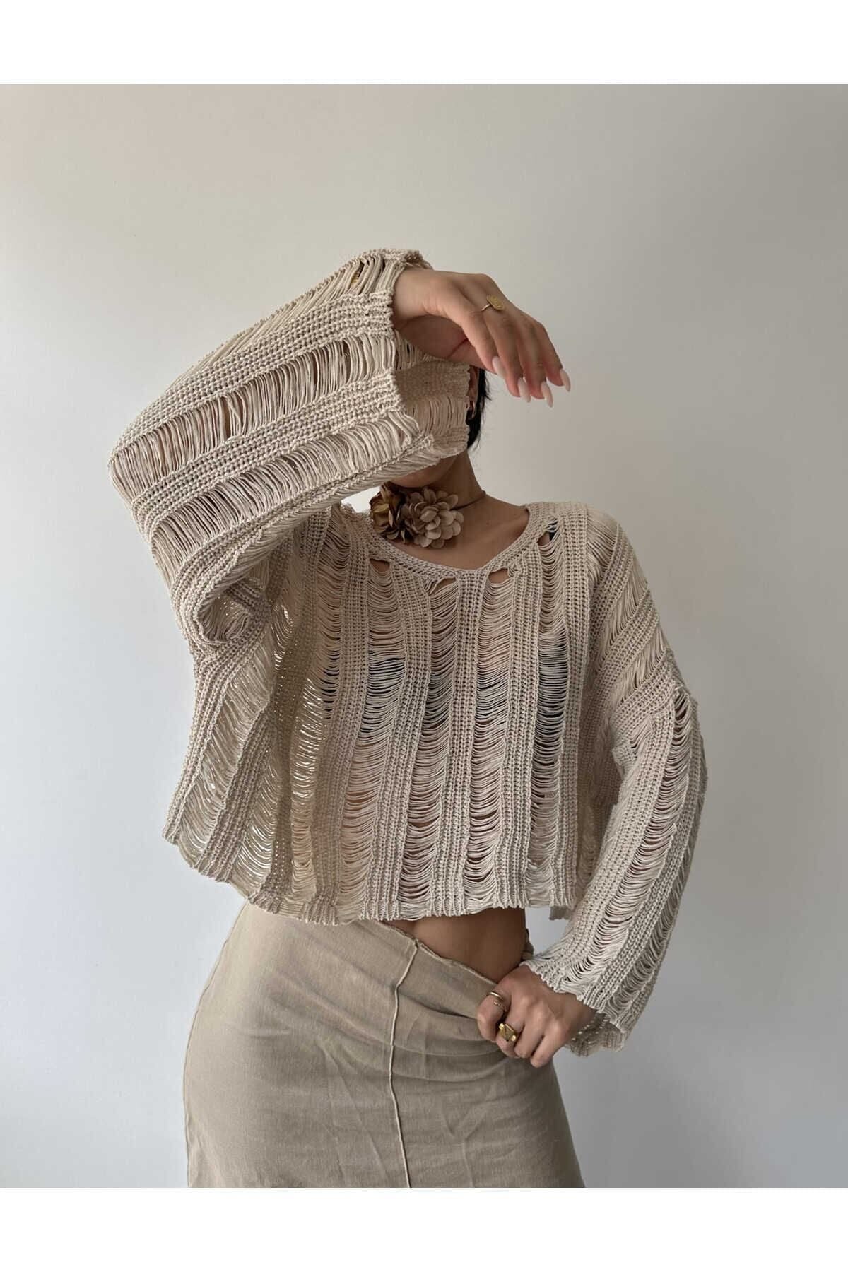 Ajur Bej Organik Triko Crop