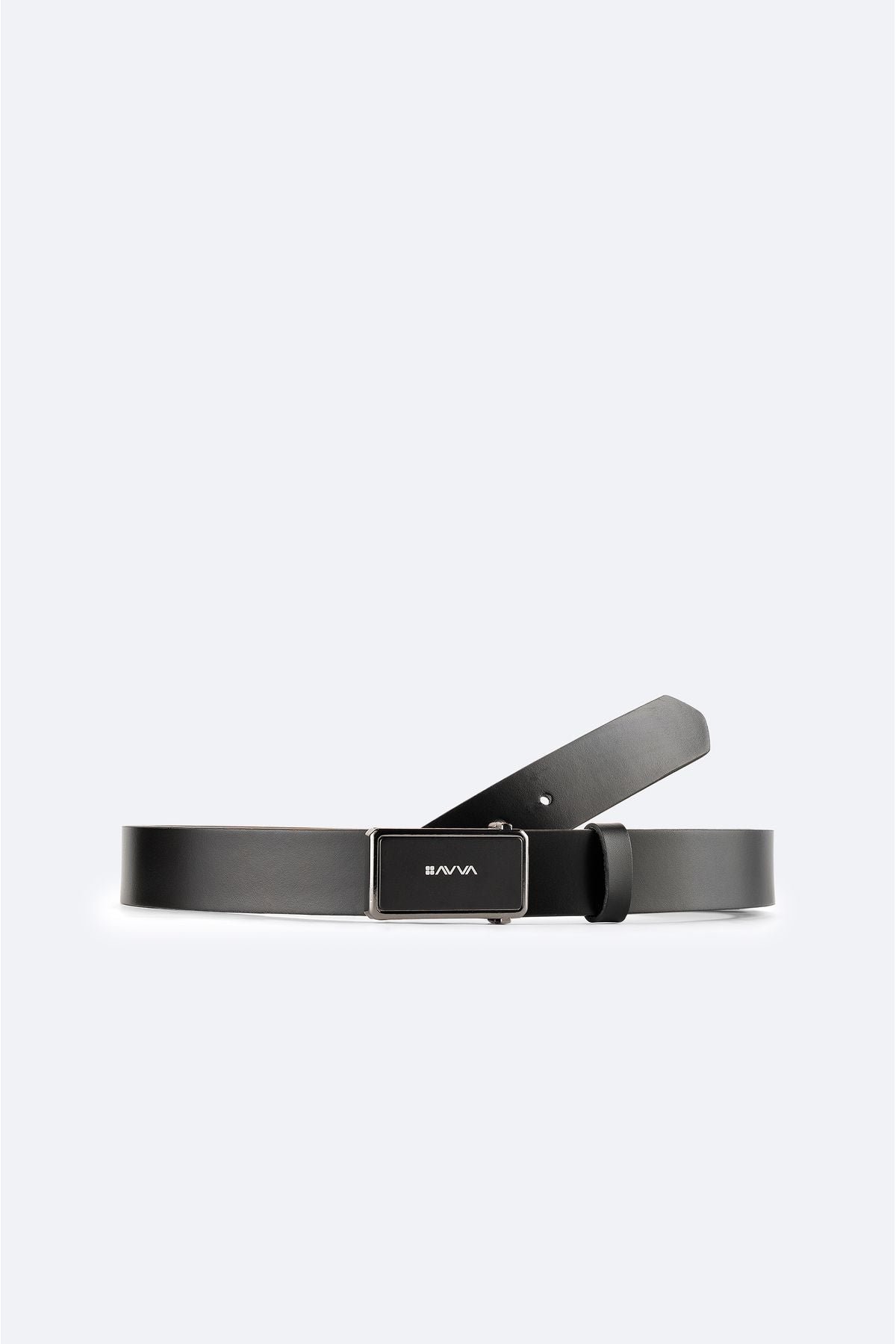 Men's black 100 %leather belt A42y9303