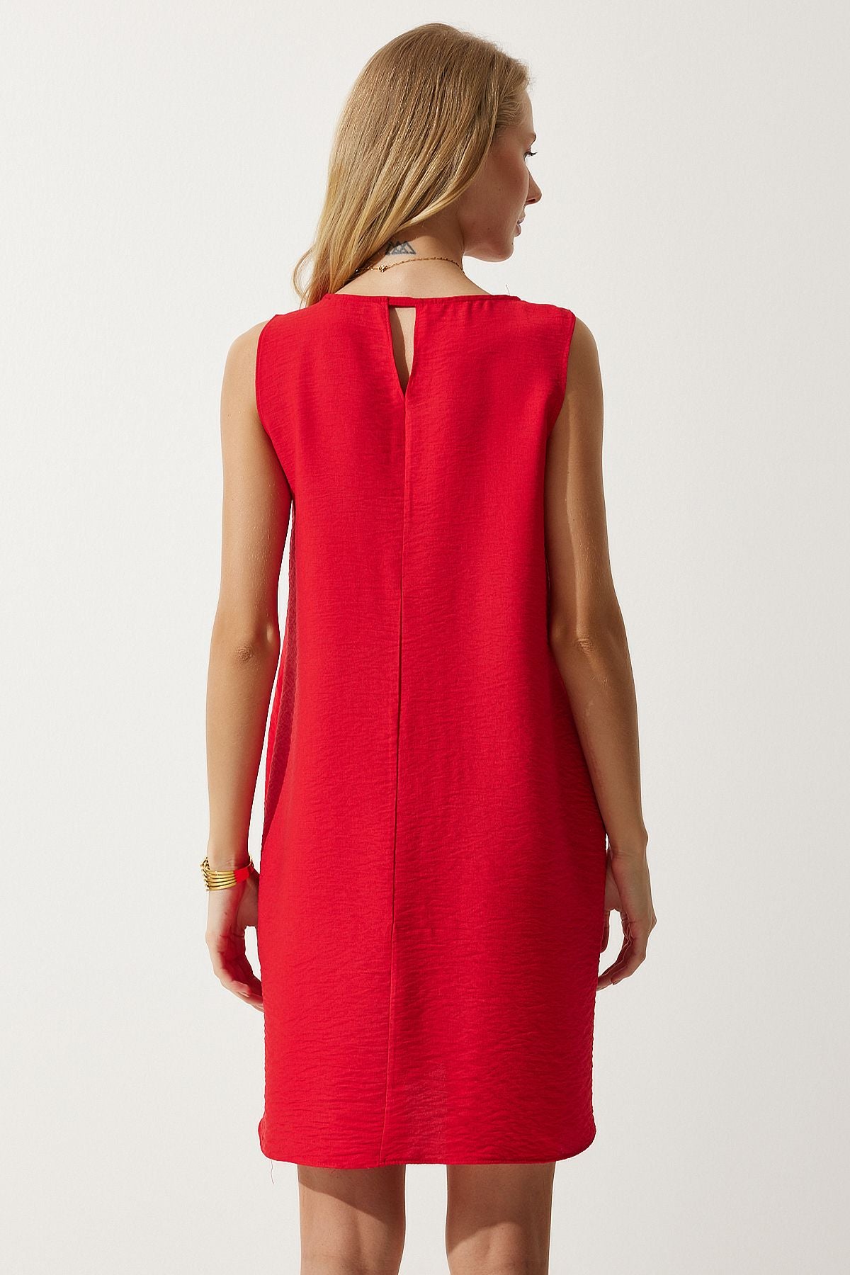 Woman Red Sleeveless Occupation Viscose Bell Dress JH00005
